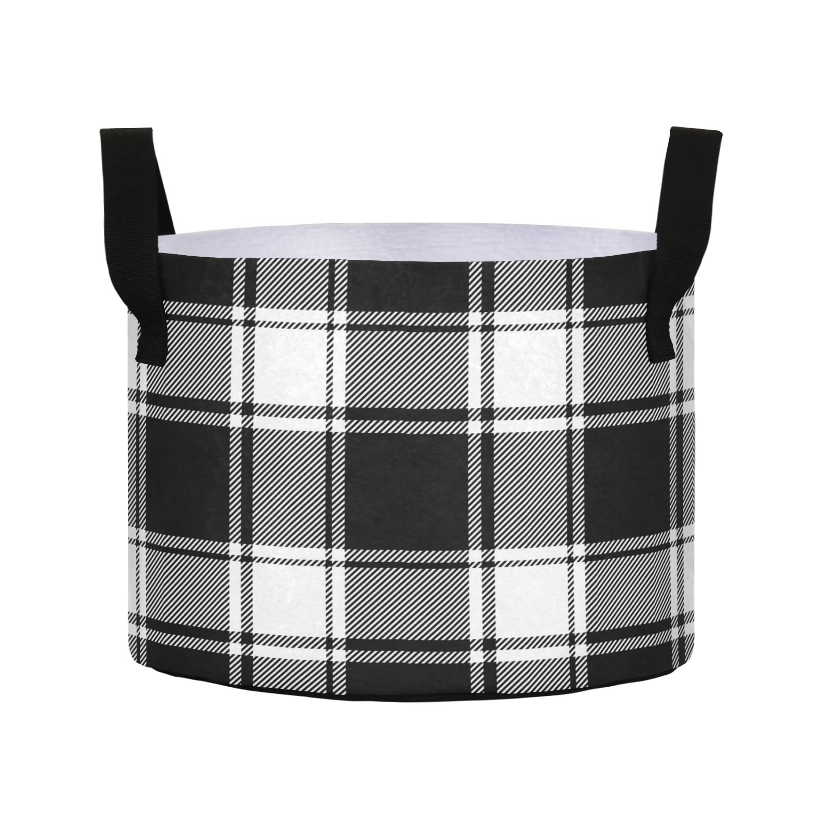 3 Gallon Grow Bags with Handles - Heavy Duty Aeration Fabric Pots for Plants, Thickened Felt Plant Containers, Farmhouse Black and White Buffalo Check Plaid - Perfect for Indoor/Outdoor Gardening, Vegetables, Flowers & Herbs