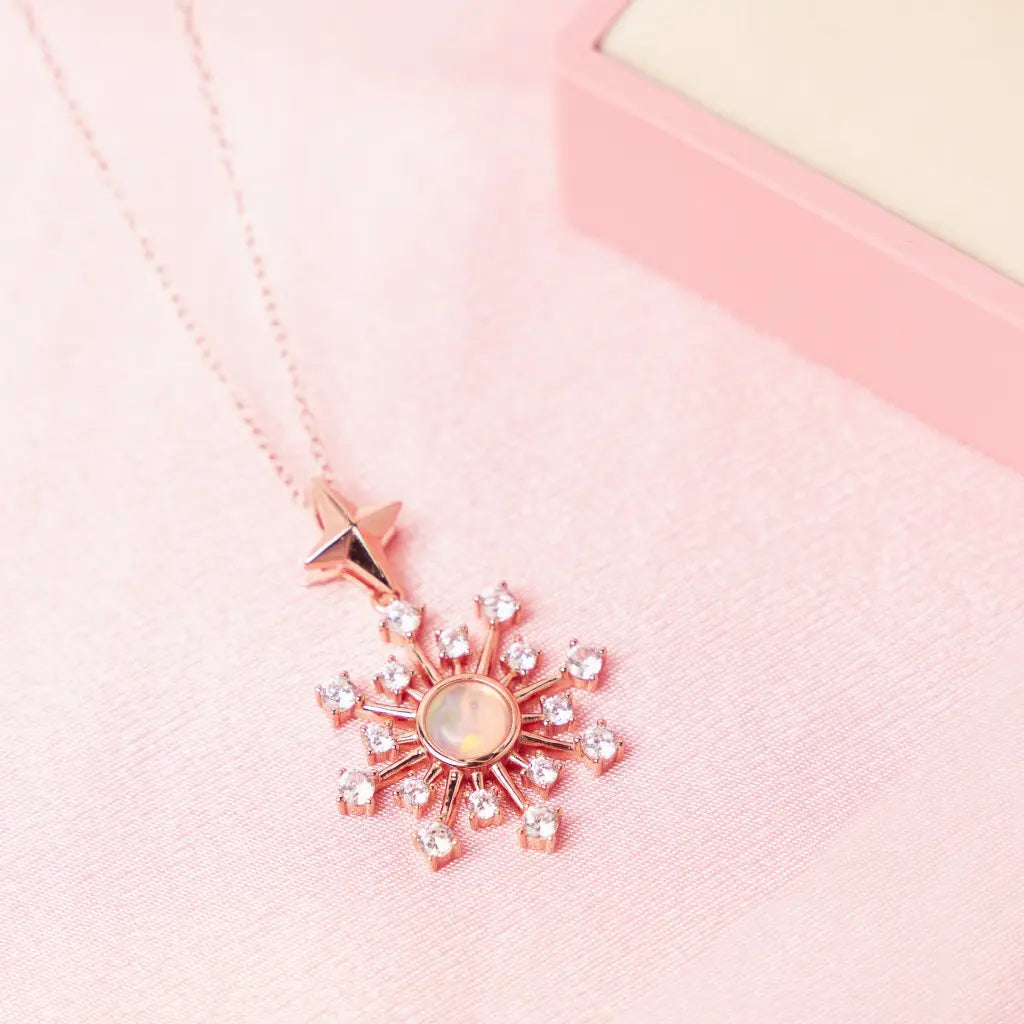 Ella Moonstone Burst Pendant Necklace - Natural Gemstone Jewelry for Women - Perfect for Boho Style, Meditation & Spiritual Healing