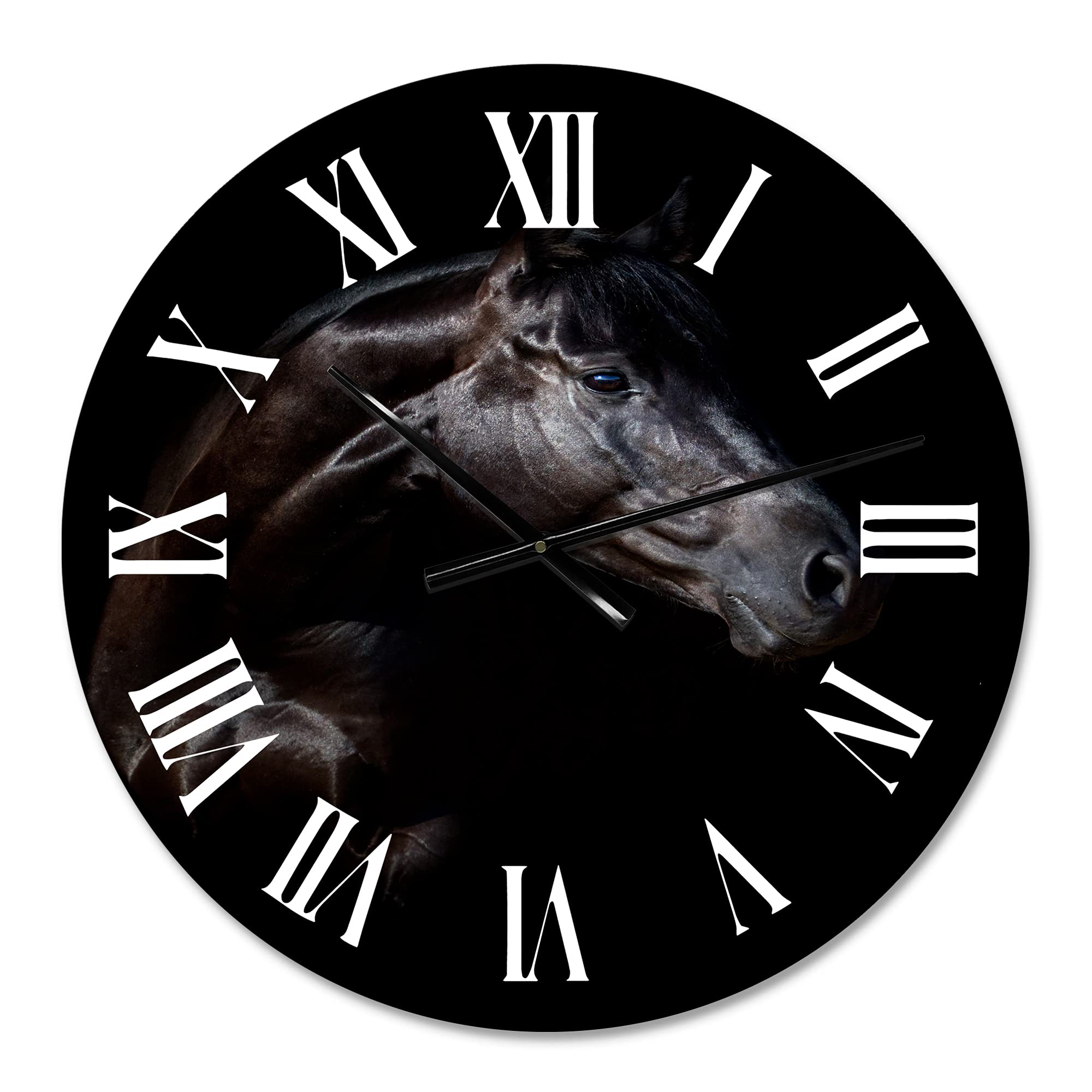 Farmhouse Wall Clock with Horse and Girl Silhouette - Large Rustic Wall Clock for Home, Office & Living Room Decor - Perfect for Country, Western & Farmhouse Style Interiors