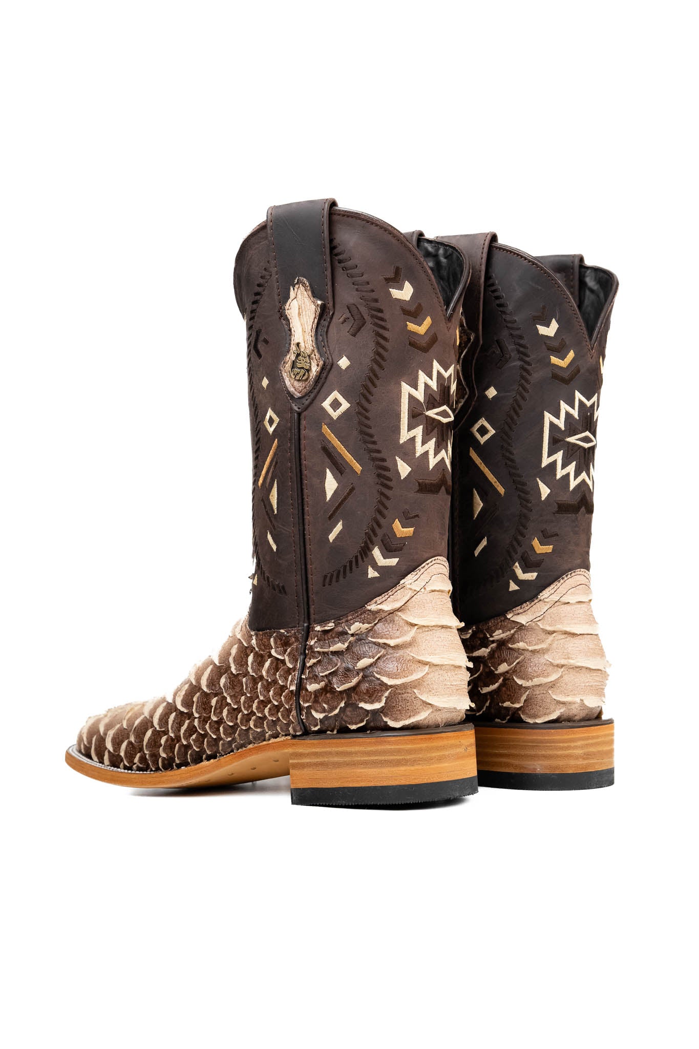 Python Saddle Brown Square Toe Cowboy Boots for Men - Western Style Leather Riding Boots with Exotic Snake Skin Pattern | Perfect for Country Music Festivals, Rodeo Events & Western Fashion Outfits