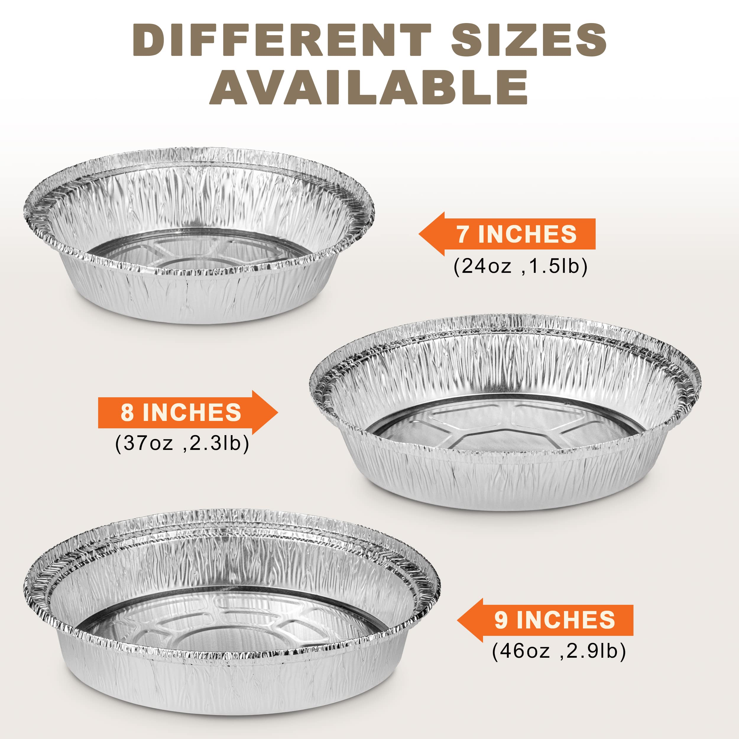 500 Pack 8 Inch Round Aluminum Foil Pans - 37 Oz Disposable Pie Tins & Takeout Containers - Heavy Duty Cake Pans for Baking Pies, Cakes, Cookies & Cheesecakes - Perfect for Meal Prep, Parties & Catering