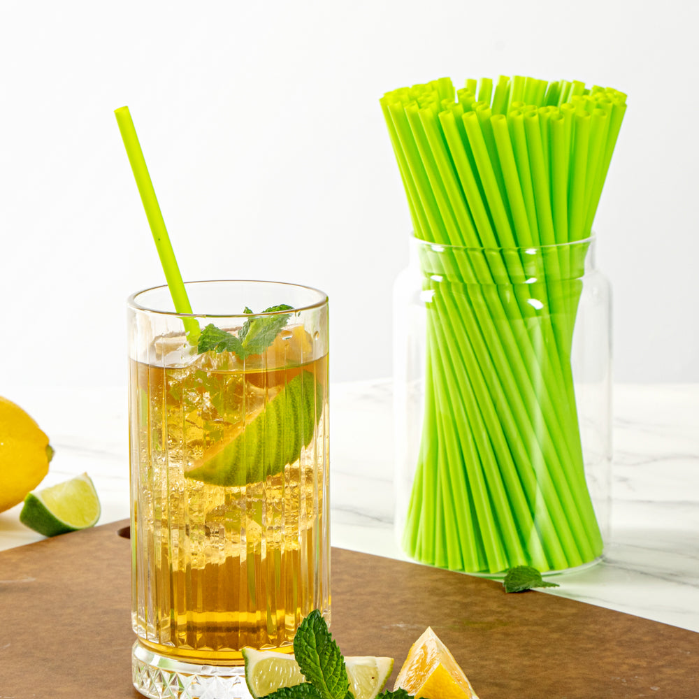 Eco-Friendly Compostable PLA/PBAT Plastic Straws - 8 1/4 Inch, 100 Count - Biodegradable Drinking Straws for Parties, Restaurants & Sustainable Living