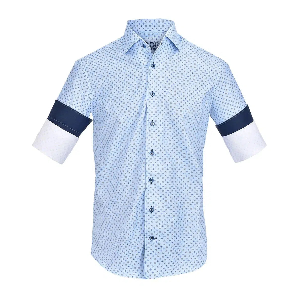 CMW548R Men's Cuadra Blue Casual Fashion Medallion Abstract Print Shirt - Stylish & Comfortable for Everyday Wear, Office, and Social Events