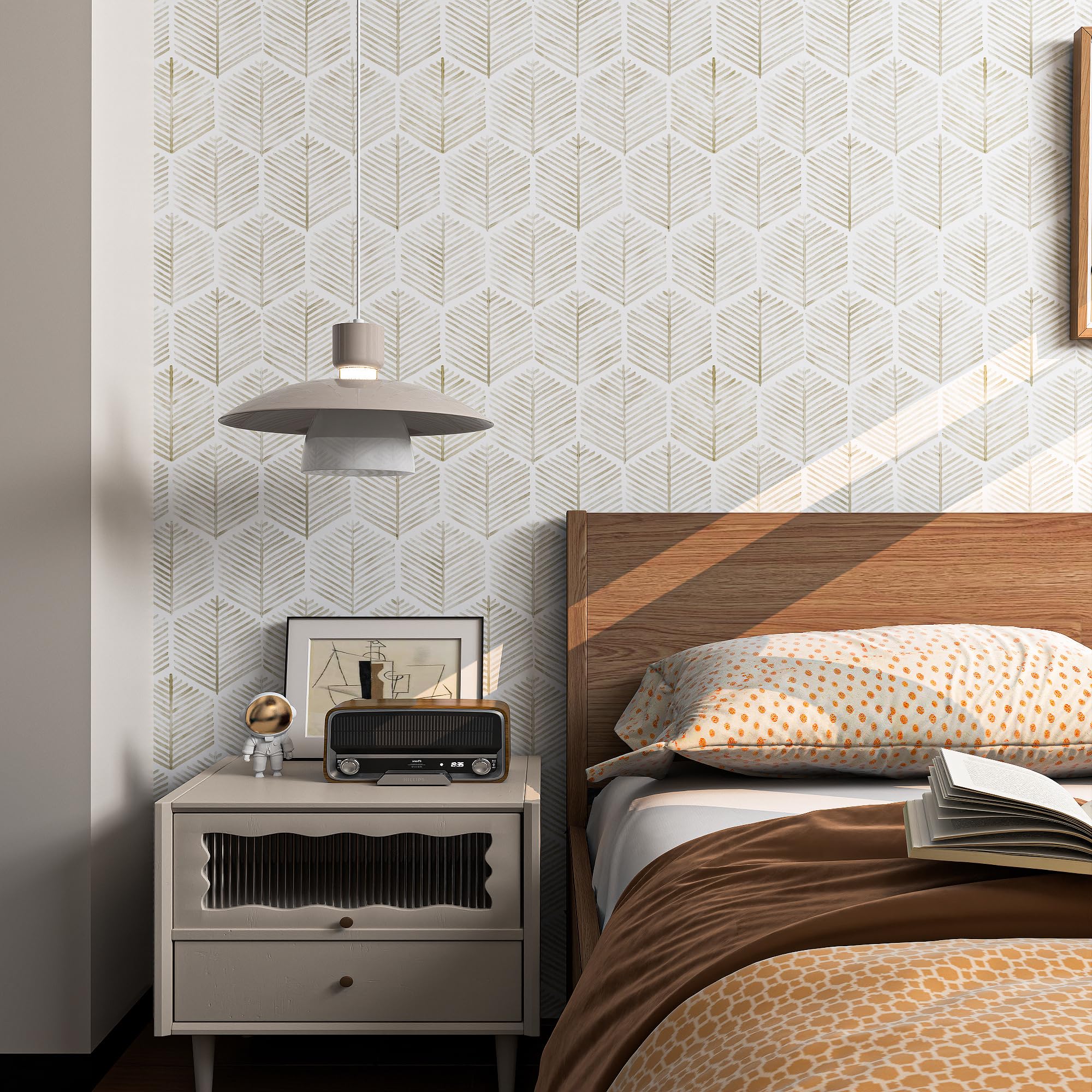 MelunMer Modern Peel and Stick Wallpaper - Boho Self Adhesive Contact Paper for Cabinets, Drawers (17.3