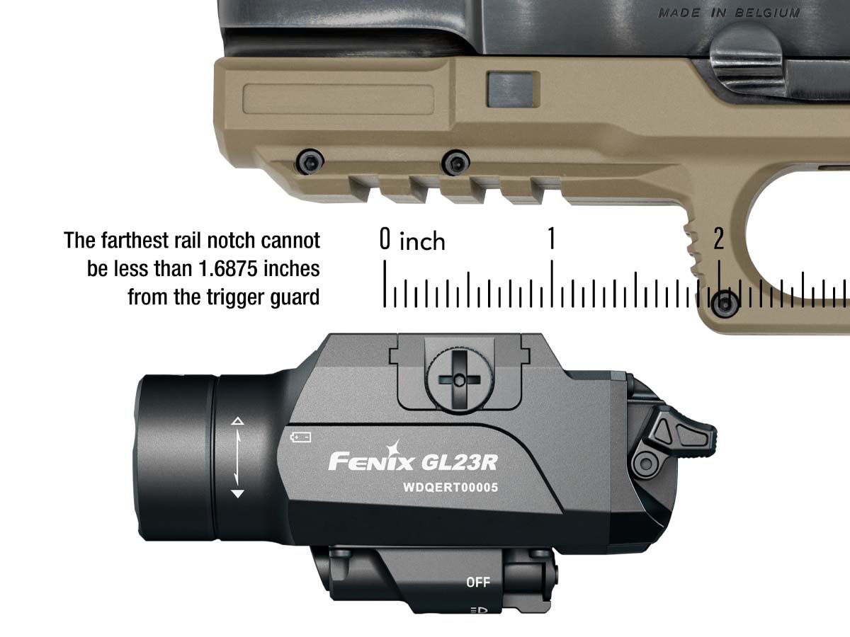 Fenix GL23R Rechargeable Tactical Flashlight for Pistols & Rifles - 800 Lumens Weapon Light with Long Battery Life - Perfect for Hunting, Home Defense & Outdoor Adventures
