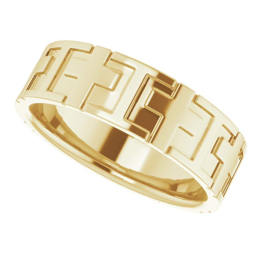 14K Yellow Gold Cross Band for Men - Comfort Fit & Polished
