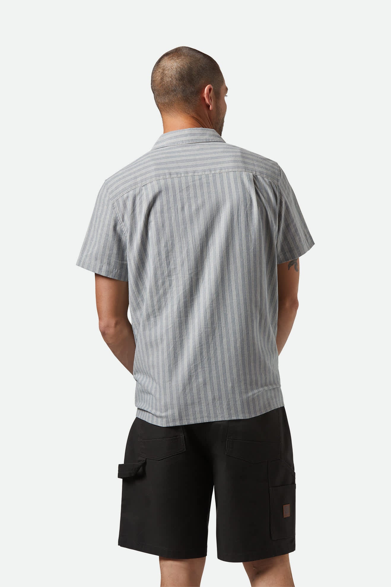 CRU Oxford Stripe Short Sleeve Shirt for Men - Basalt Blue & White Stripe Casual Button Down Shirt | Perfect for Office, Business Casual & Summer Outfits