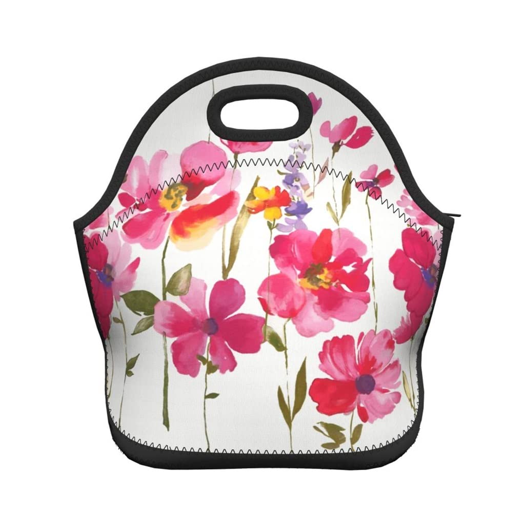 SEIJY Floral Insulated Lunch Bag for Women & Girls - Reusable School Lunch Box, Food & Drinks Organizer, Grocery Pouch with Top Handle - 29x14x28cm Cooler Bag (Color A) - Perfect for School, Work, Picnics & Outdoor Activities