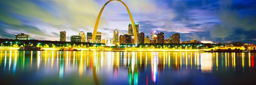 Peel and Stick City Skyline Wall Mural - Evening St Louis Skyline Decal (36