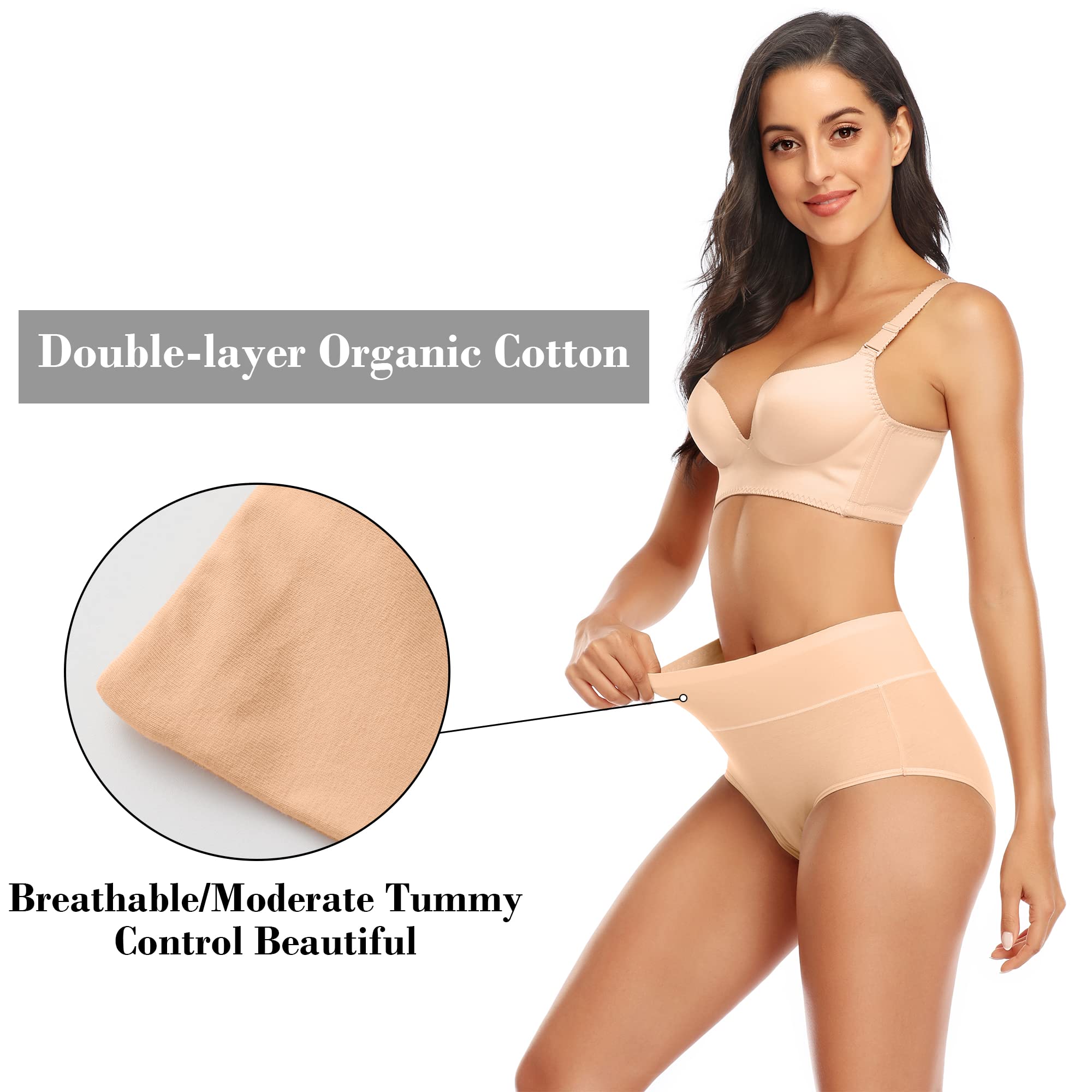 Women's Tummy Control Underwear - High Waisted Cotton Briefs for No Muffin Top, Soft & Breathable Panties - Perfect for Everyday Wear, Shapewear & Postpartum Recovery