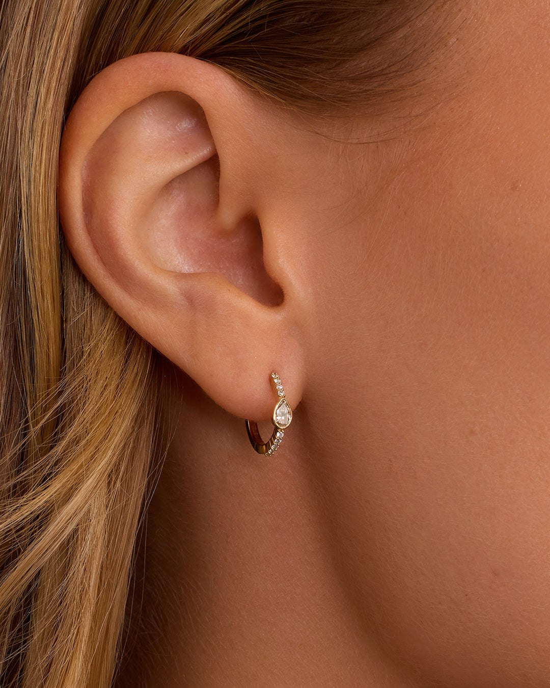 Lab Grown Diamond Pear Huggie Hoop Earrings - Elegant & Hypoallergenic for Everyday Wear & Special Occasions