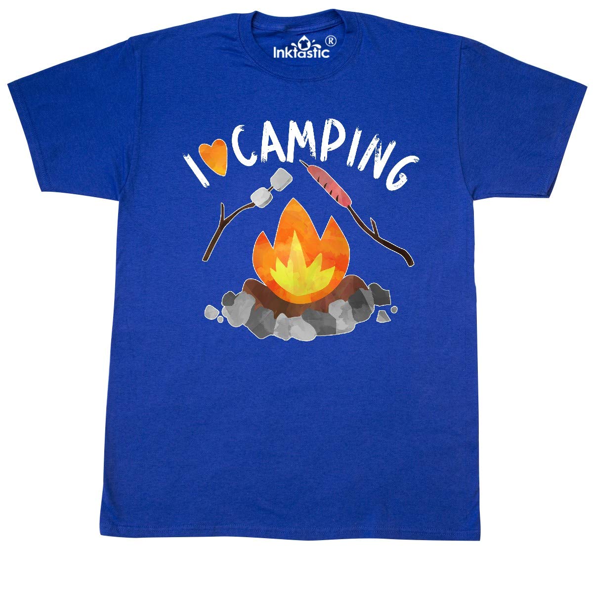 Inktastic I Love Camping T-Shirt - Campfire, Hot Dog & Marshmallows Graphic Tee for Outdoor Enthusiasts | Perfect for Hiking, Camping Trips & Summer Adventures