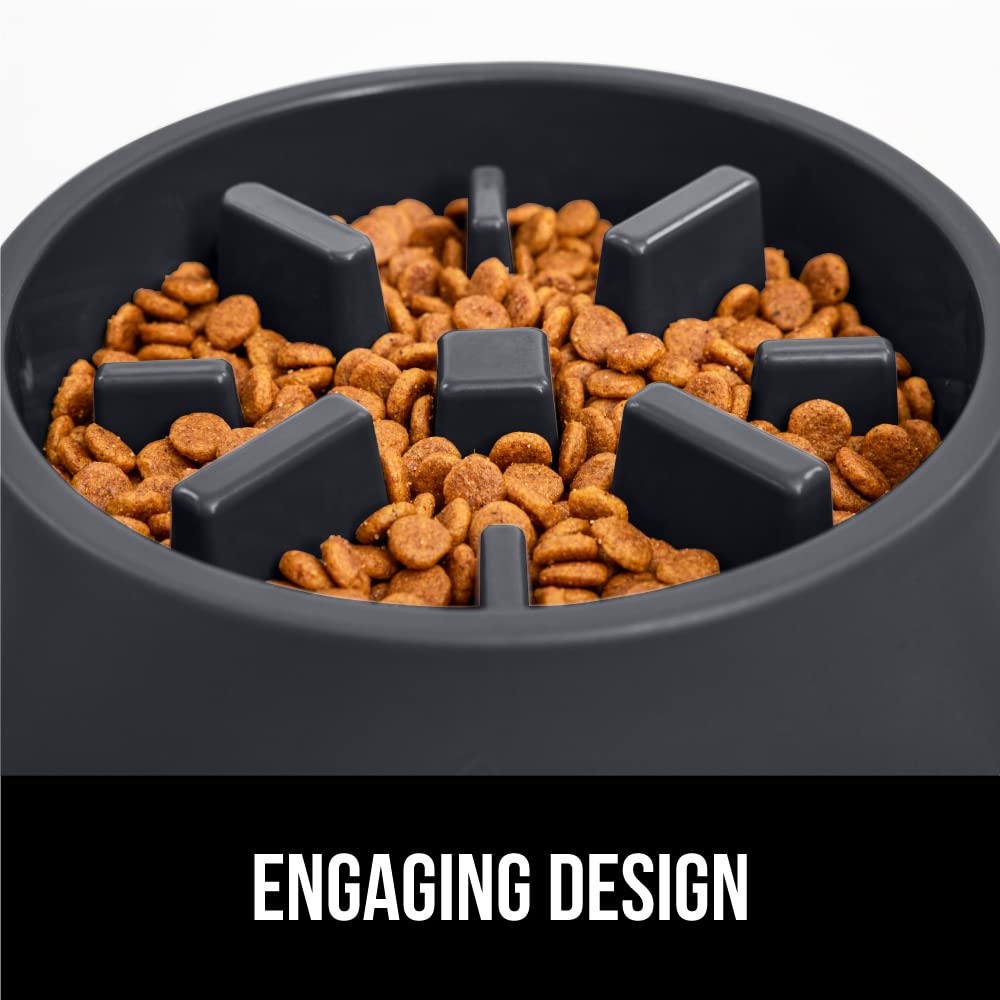 GORILLA GRIP Slow Feeder Dog and Cat Bowls - Interactive Puzzle Toy for Pet Food Training - Prevents Overeating in Puppies & Keeps Pets Busy - BPA Free for Small & Large Breeds (1 Cup, Black) - Perfect for Mealtime Enrichment and Portion Control