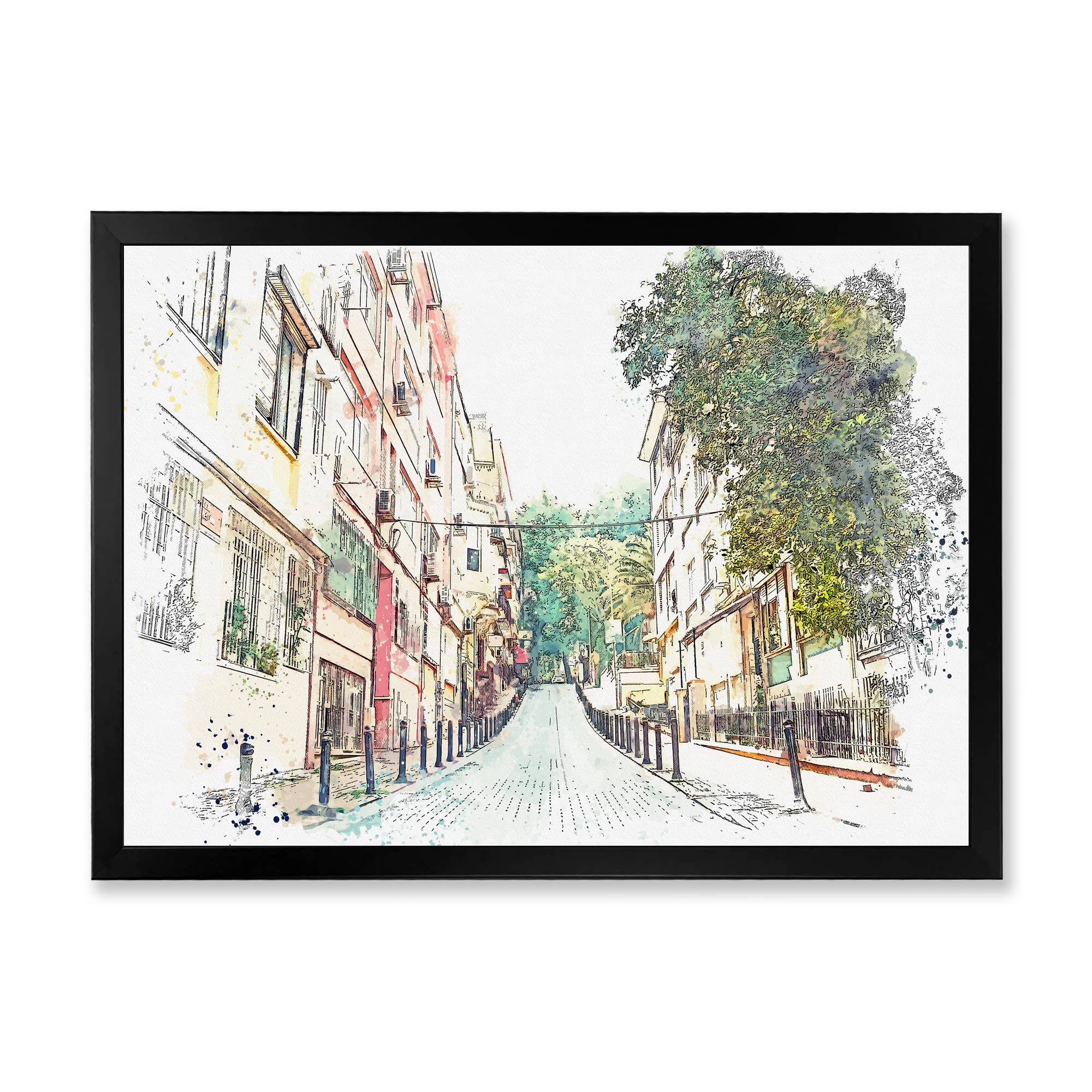 Traditional Istanbul Street Scene Framed Wall Art - Vintage Turkish Home Decor for Living Room, Bedroom & Office