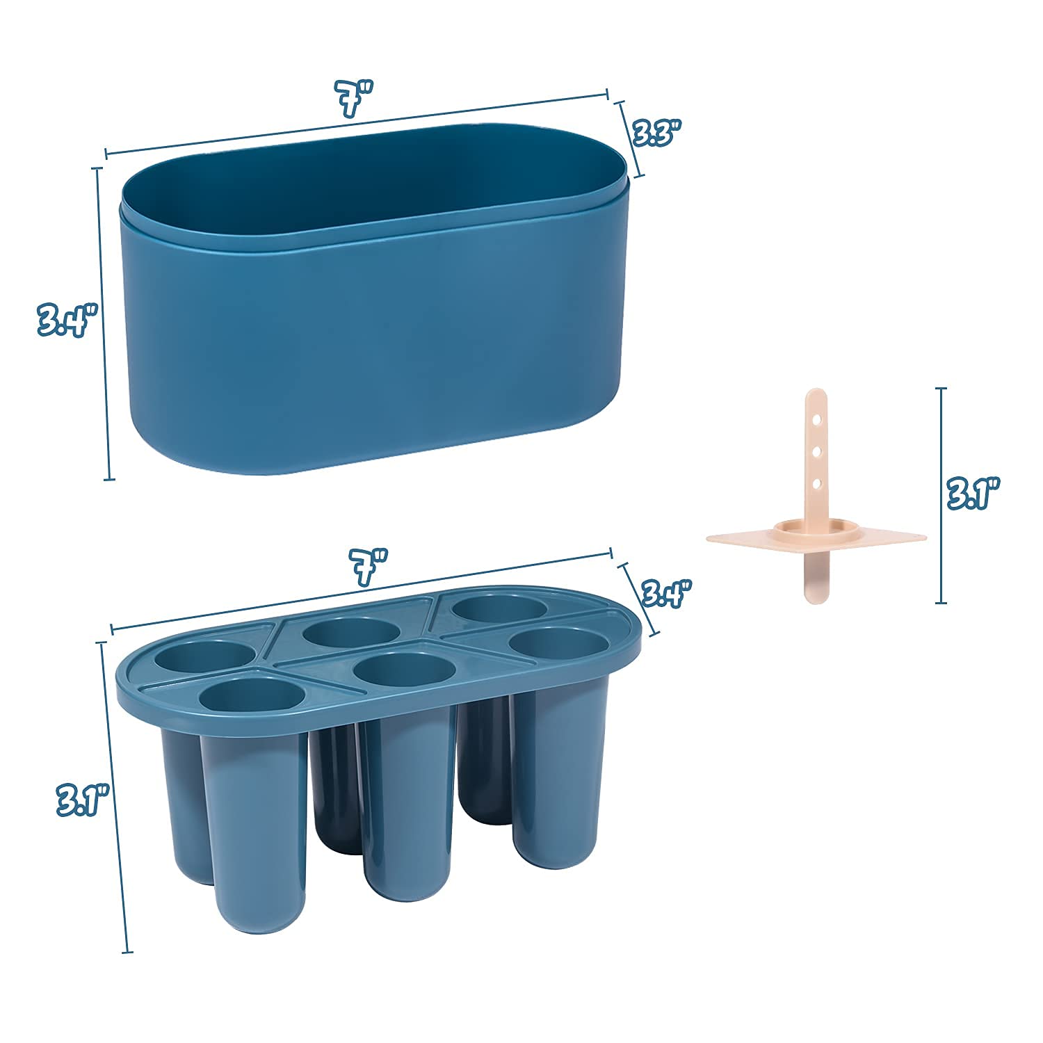 6-Piece Reusable BPA-Free Popsicle Molds for Kids - Blue Ice Pop & Ice Cream Makers | Perfect for Summer Treats, Birthday Parties & Healthy Snacks
