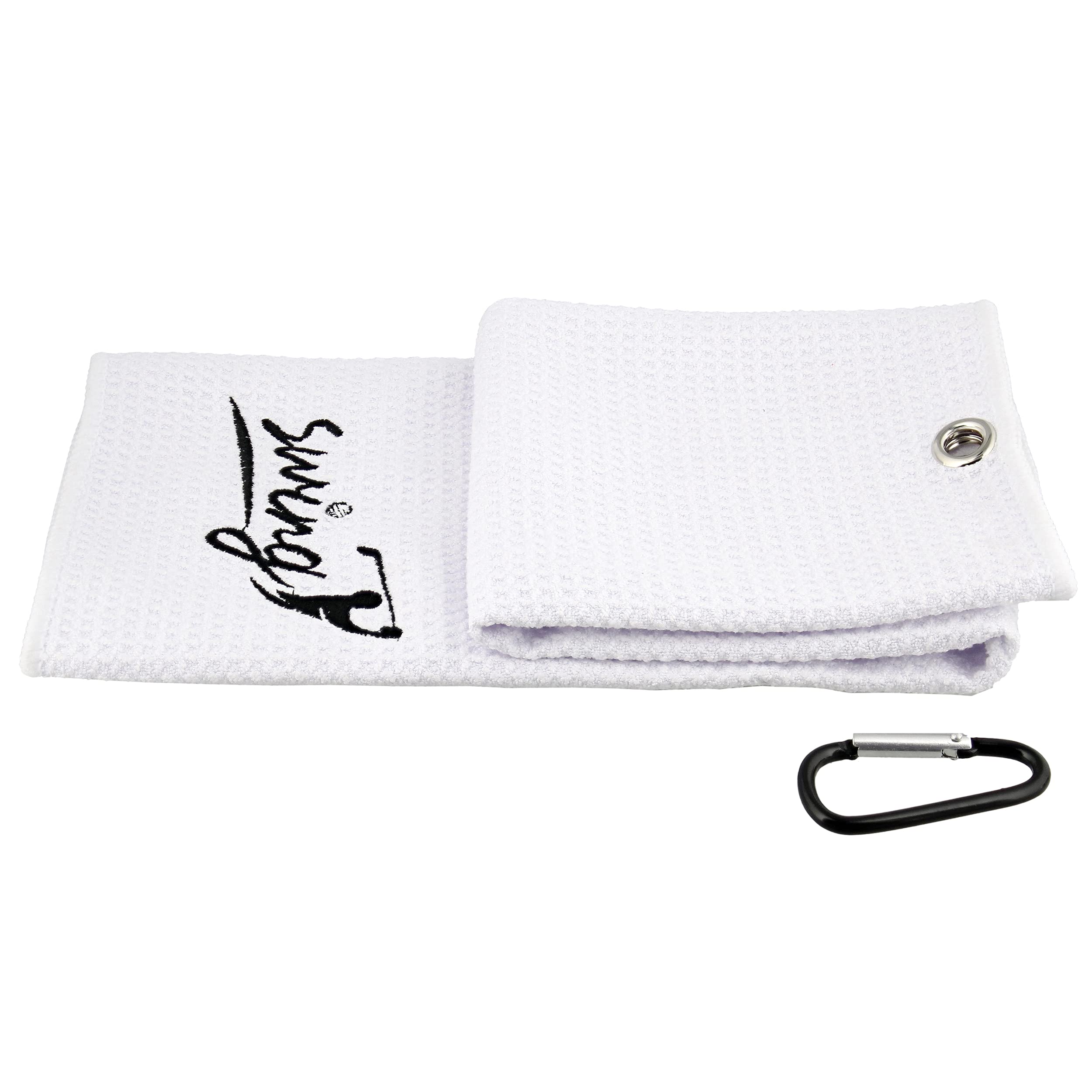 Premium Waffle Microfiber Golf Towel with Clip - Tri-Fold Absorbent Golf Bag Towel for Clubs, Balls & Hands - Perfect for Golf Courses, Driving Ranges & Practice Sessions