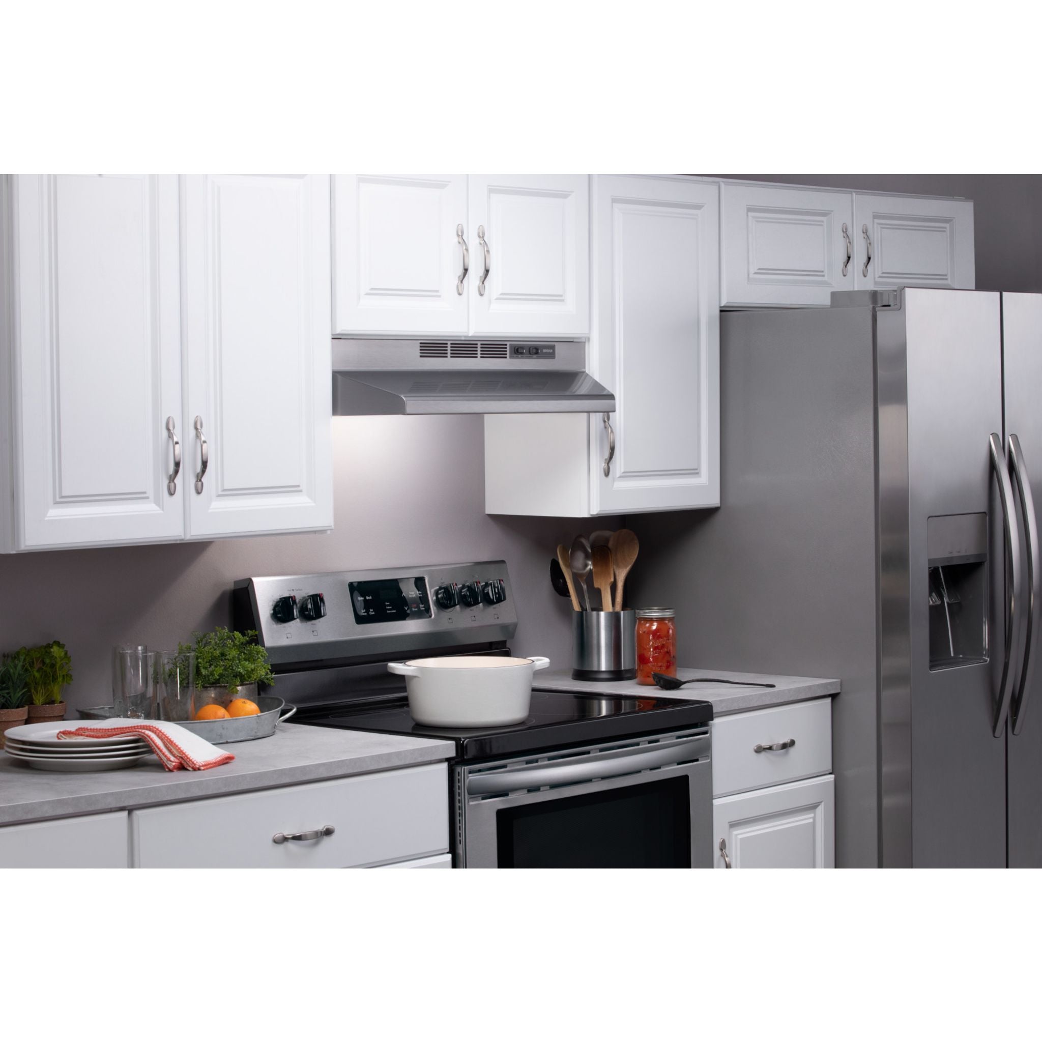 Broan BU230SF Stainless Steel Range Hood - 30 Inch Under Cabinet Kitchen Ventilation with Lights & Fan - Perfect for Modern Home Cooking & Smoke Removal