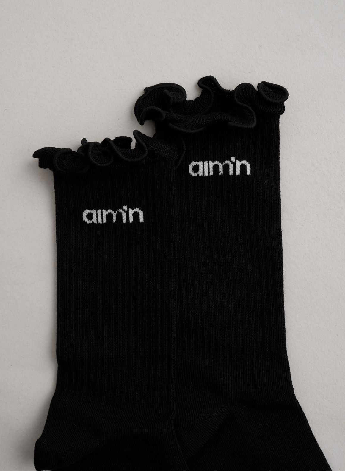 Black Frill Logo Socks for Women - Fashionable Lace Trim Ankle Socks - Perfect for Casual Wear, Gifts, and Everyday Comfort