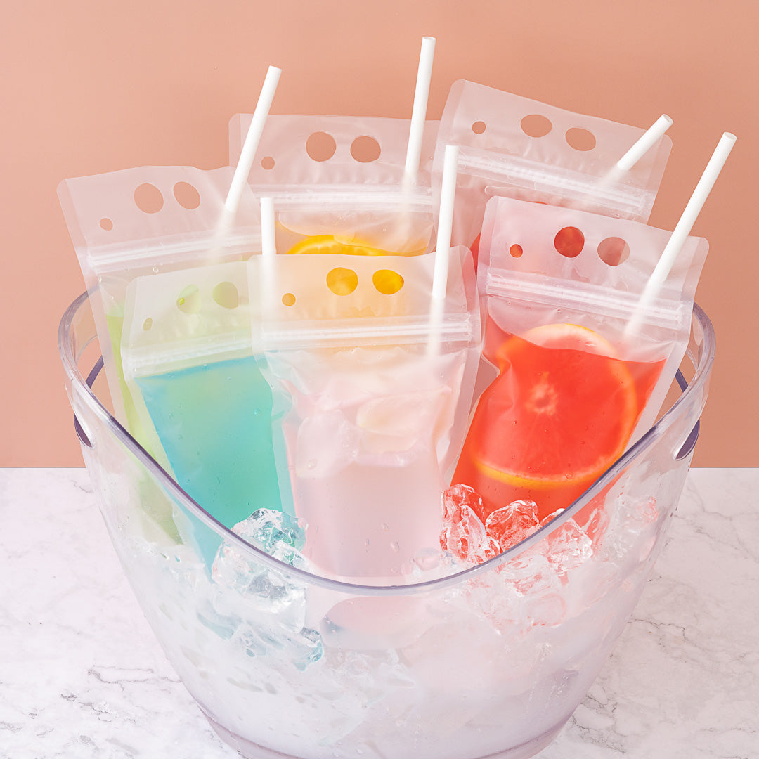 **Bag Tek 17 oz Clear Plastic Drink Pouch with Double Zipper – 5 x 9 Inches – 100 Count Box – Ideal for Sports, Parties, and On-the-Go Hydration**