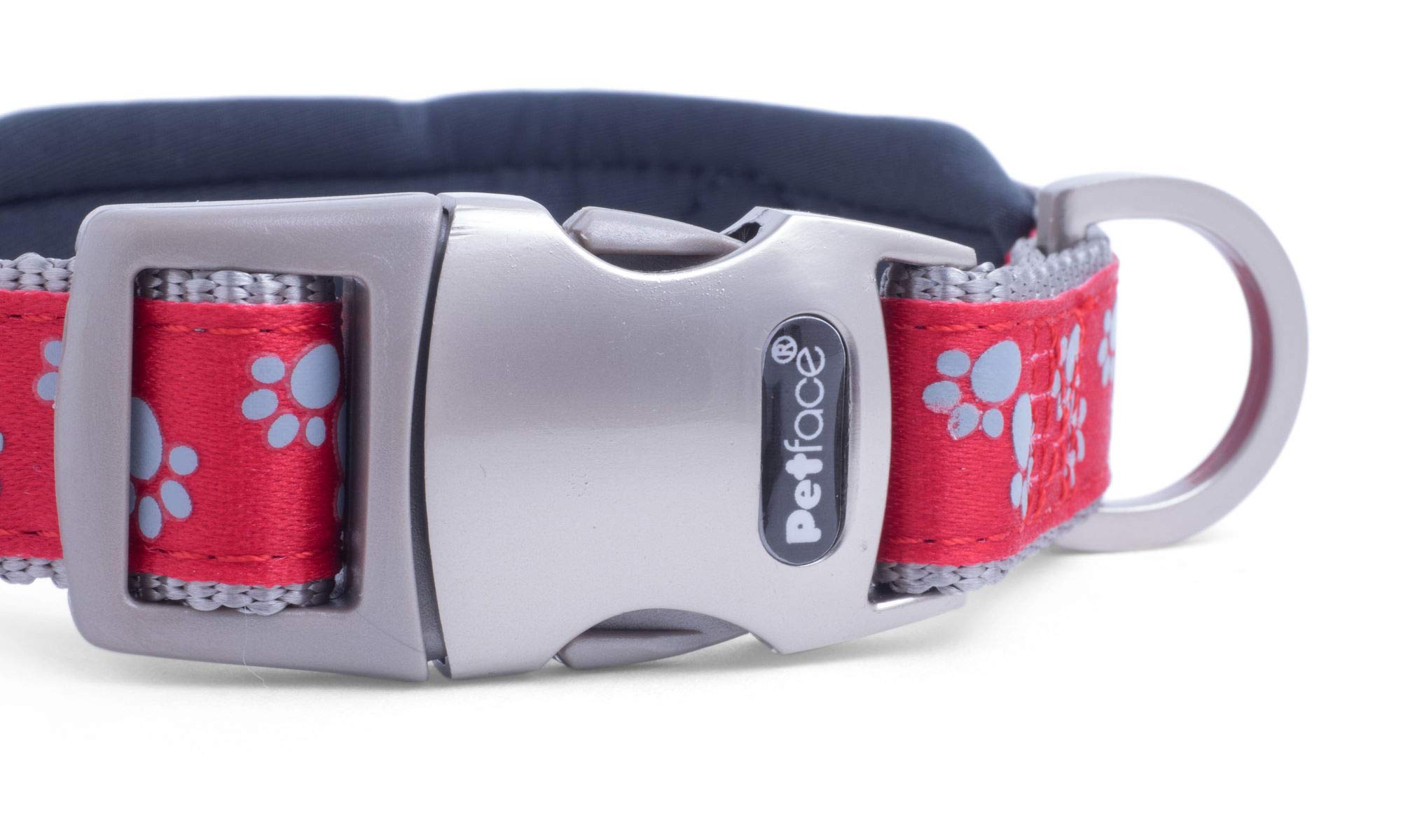 Premium Padded Dog Collar for Medium Dogs - Soft & Comfortable Red Paws Design - Perfect for Daily Walks, Training & Outdoor Adventures