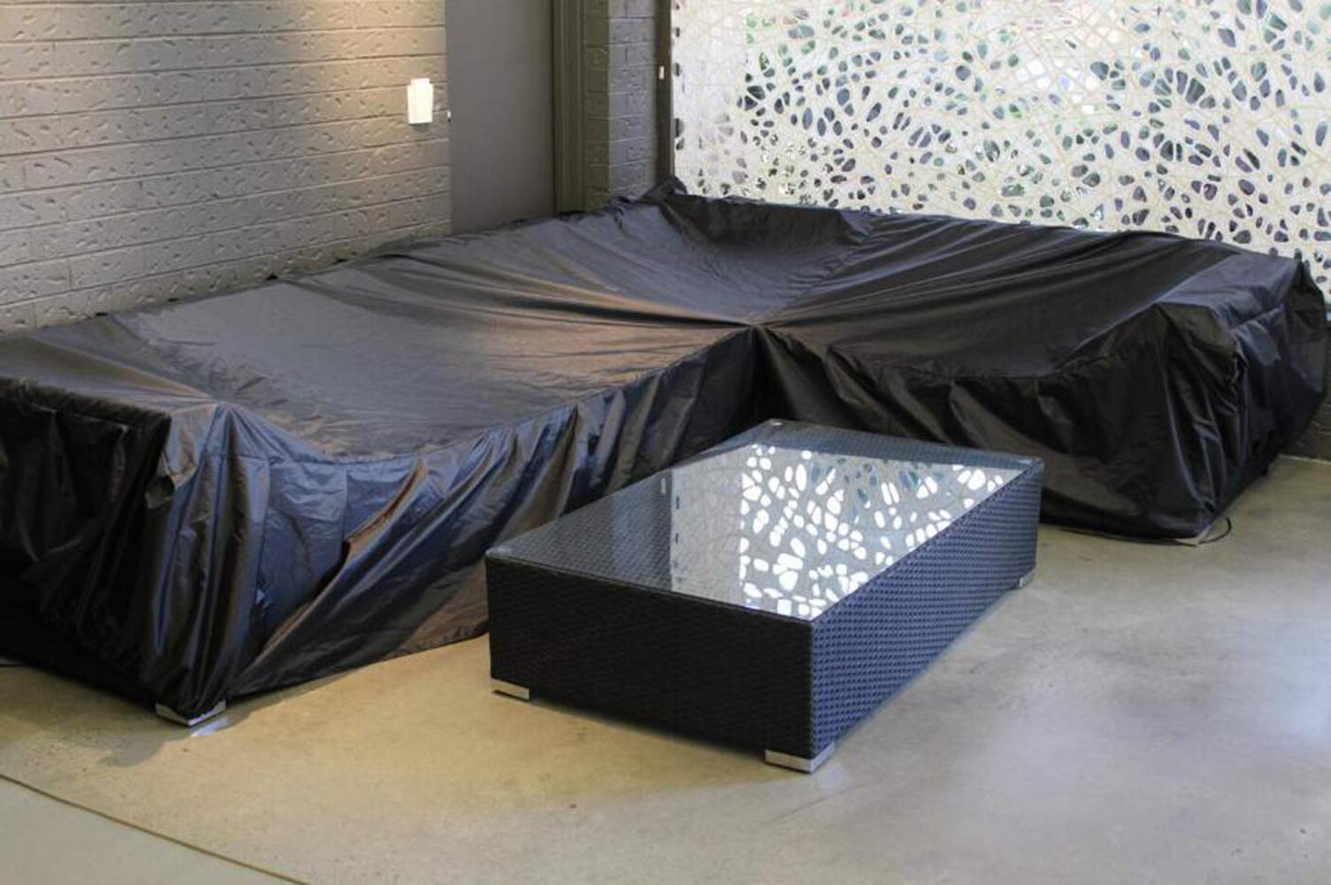 **Waterproof V-Shaped Sectional Sofa Cover 105x105 Inches - Dustproof Outdoor Indoor Patio Furniture Protector for Veranda, Garden, Backyard & Balcony Use**
