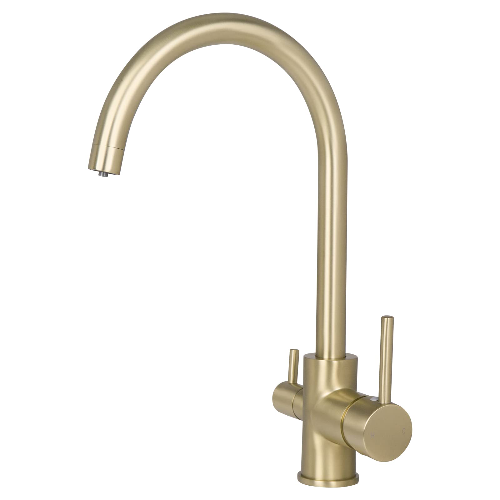 Techzm Tri-Flow Water Filtration Kitchen Faucet - 3-Way Brushed Gold Filter Tap for Clean Drinking & Cooking Water | Perfect for Home, RV, and Office Use