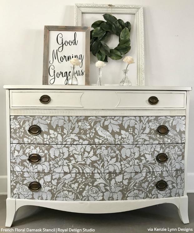 French Floral Damask Wall Stencil - Reusable DIY Painting Template for Home Decor, Bedroom, Nursery & Living Room - Perfect for Accent Walls, Furniture & Craft Projects