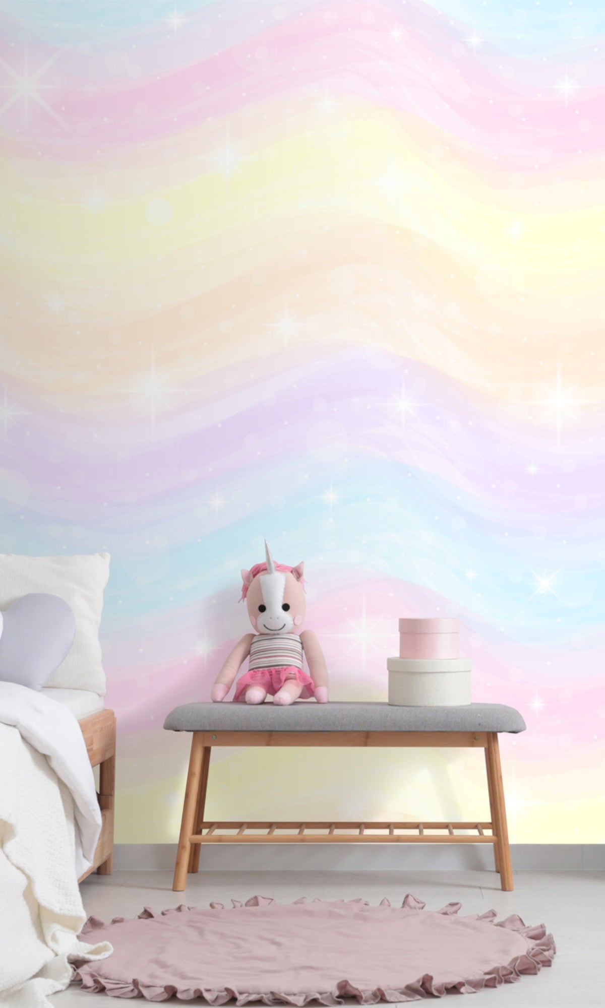 Pastel Sky Mural Wallpaper - Self-Adhesive Removable Wall Decal for Nursery, Bedroom & Living Room Decor - Waterproof Peel & Stick Wallpaper M1449 (Cloud Design, Easy Installation)