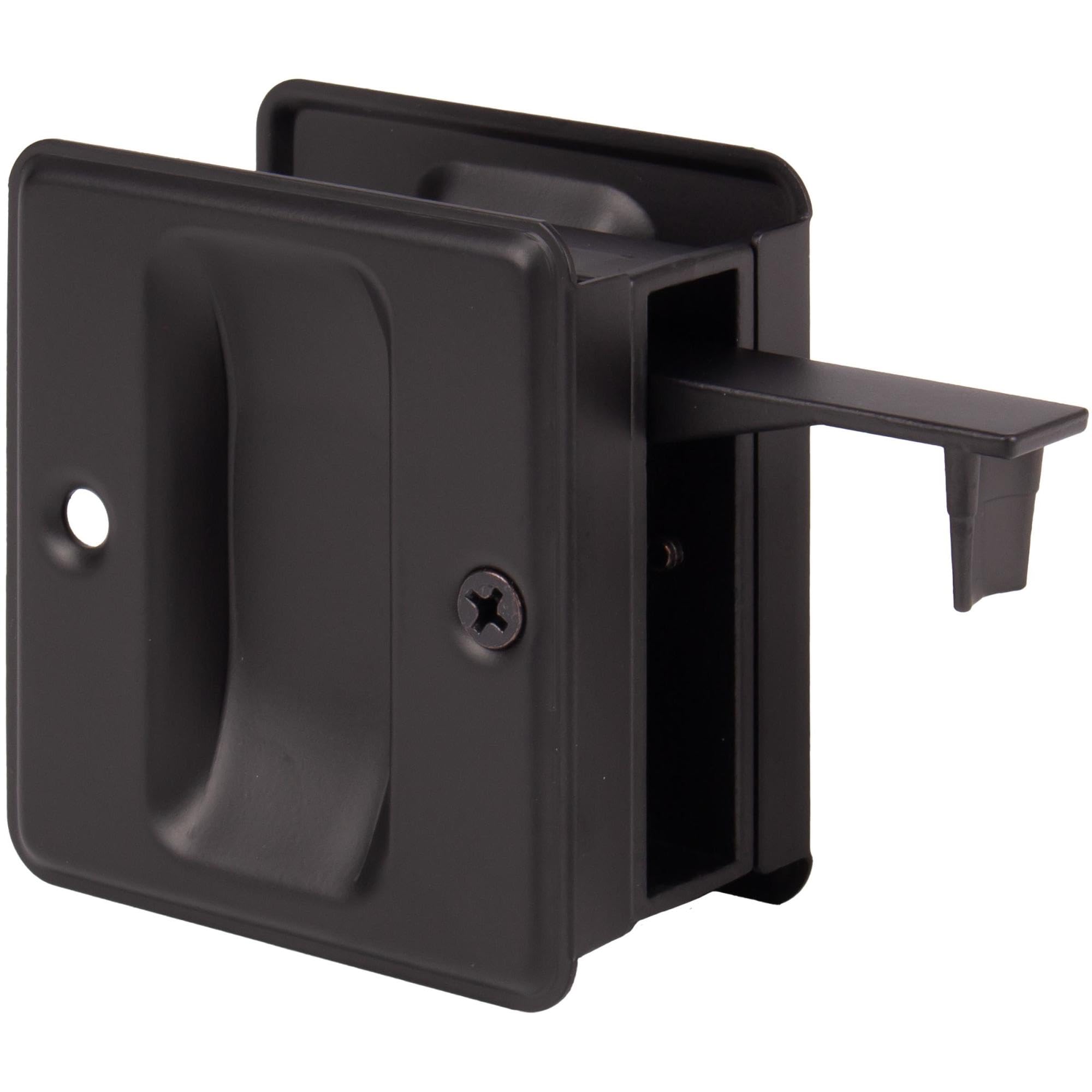 Square Pocket Door Lock with Passage Latch - Matte Black Finish for Hallways & Closets | Durable & Stylish Hardware for Smooth Sliding Door Operation