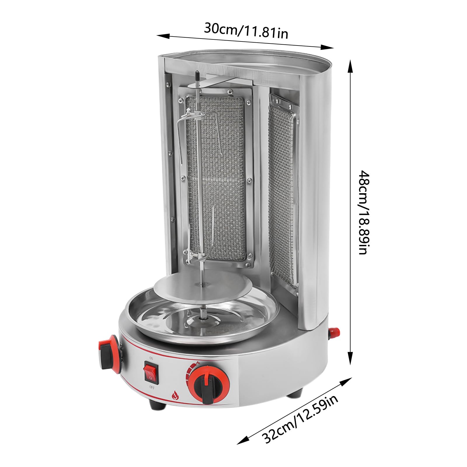 3000W Gas Doner Kebab Machine - Commercial Vertical Rotisserie Grill for Gyro, Shawarma & Chicken - Perfect for Restaurants, Food Trucks & Home BBQ Parties