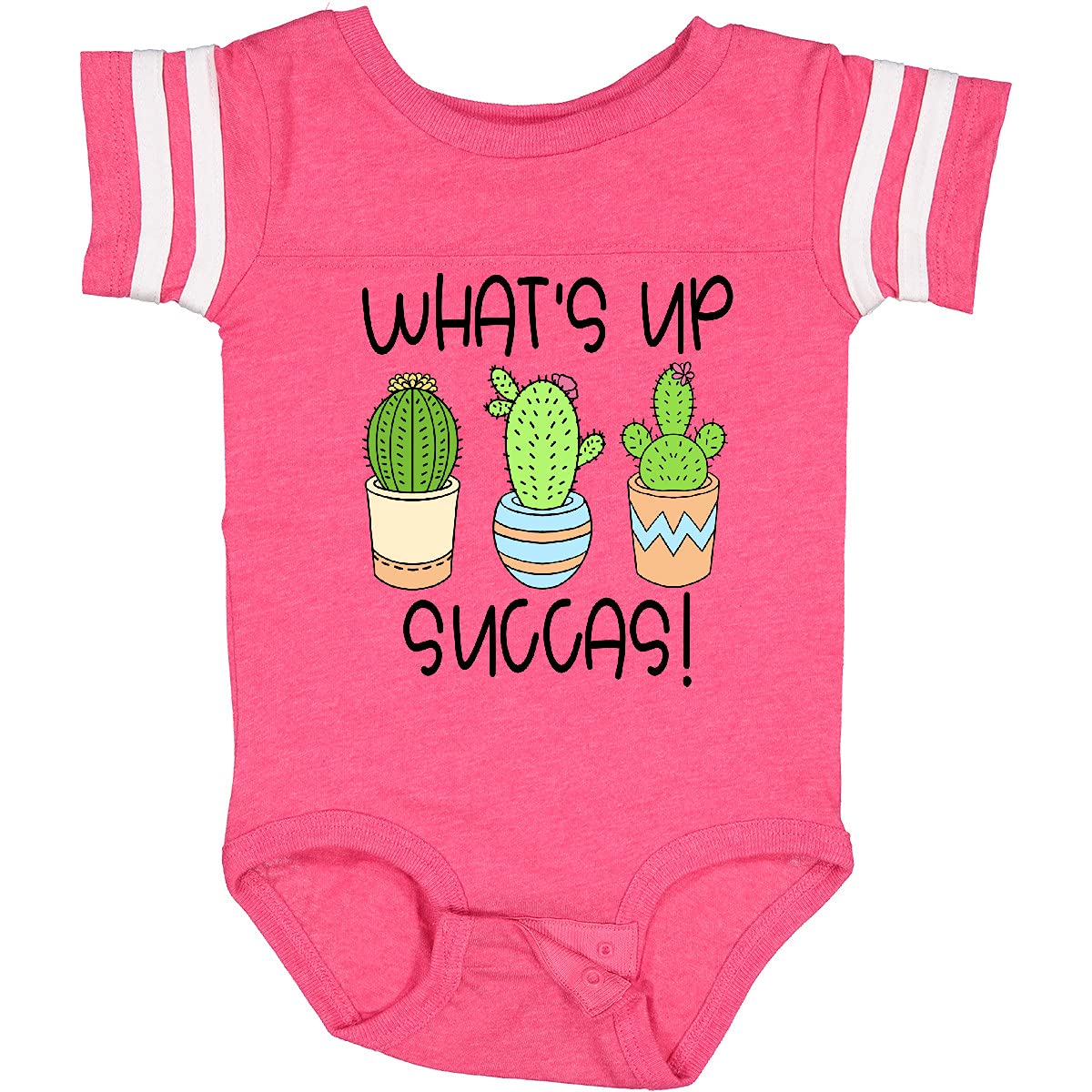 Inktastic What's Up Succas Funny Cactus Baby Bodysuit - Adorable Plant-Themed Outfit for Infants, Perfect for Playdates & Photo Shoots