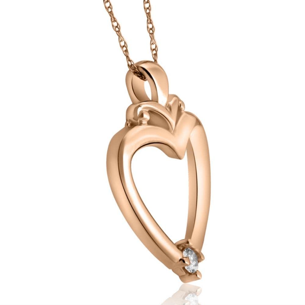 Solitaire Diamond Heart Pendant Necklace - 1 Inch in White, Rose or Yellow Gold - Perfect for Valentine's Day, Anniversary & Romantic Gifts