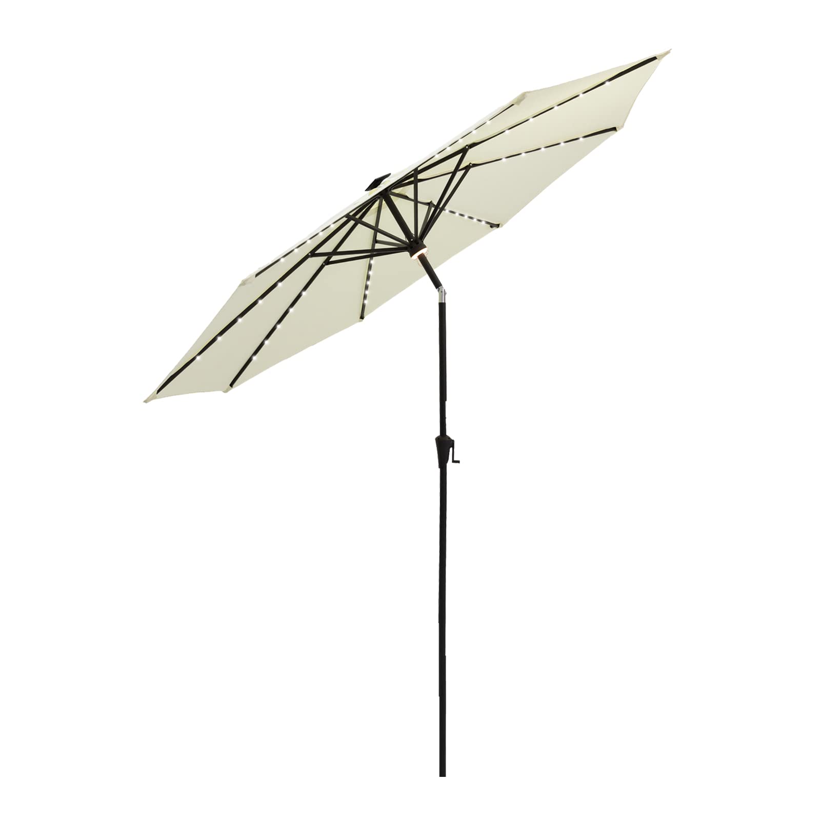 FLAME&SHADE 10 ft Solar Powered Outdoor Patio Umbrella with LED Lights & Tilt - Perfect for Backyard, Garden, Poolside, and Outdoor Dining Areas