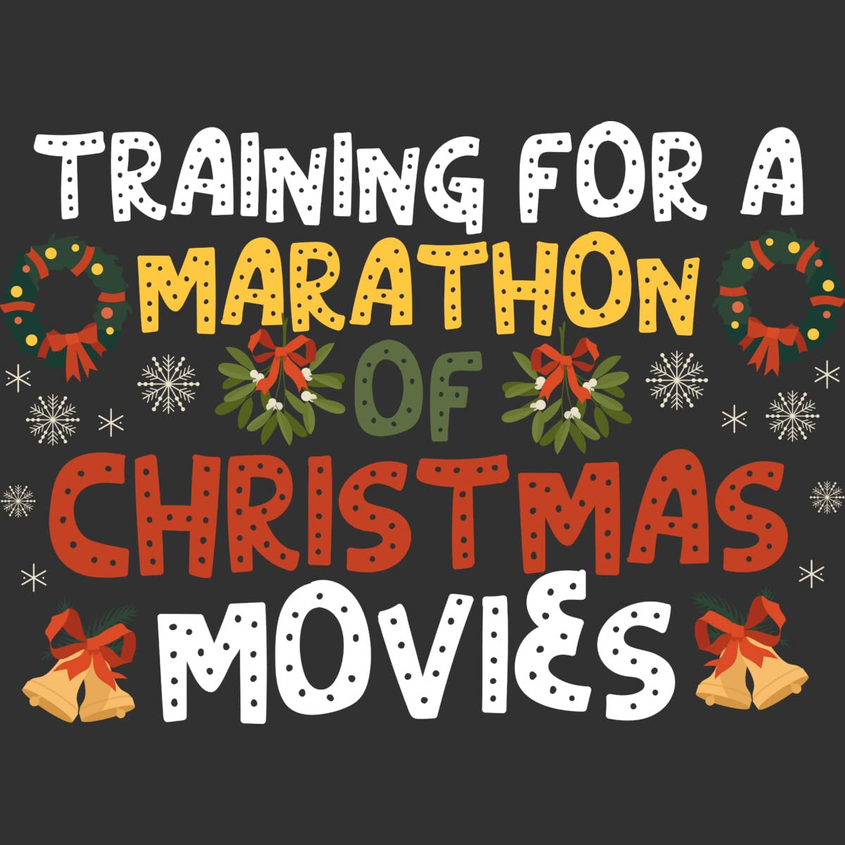 Design By Humans Men's Marathon Christmas Movie Training T-Shirt - Funny Holiday Graphic Tee for Movie Lovers - Perfect for Christmas Parties & Cozy Movie Nights