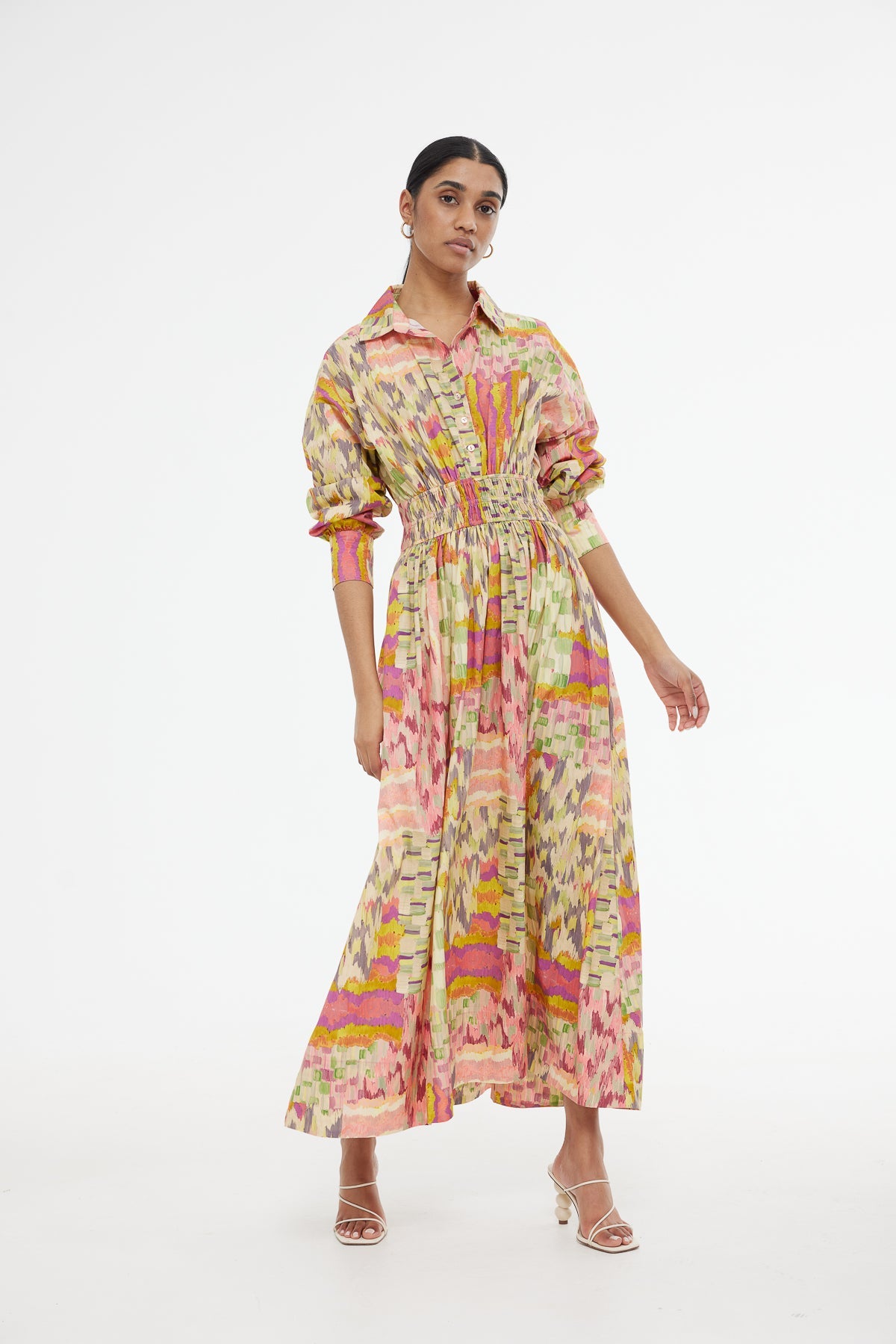 Kinney Emma Shirt Dress - Painterly Patchwork Floral Print Women's Casual Dress | Perfect for Spring Outfits, Brunch Dates & Summer Vacations
