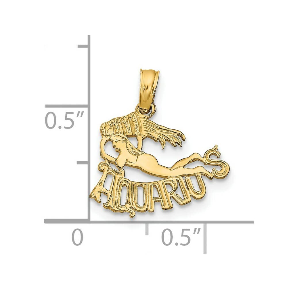 14k Yellow Gold Aquarius Zodiac Charm Pendant - Personalized Engraved Block Letter Necklace for Women, Perfect Gift for Birthday, Anniversary & Astrology Lovers