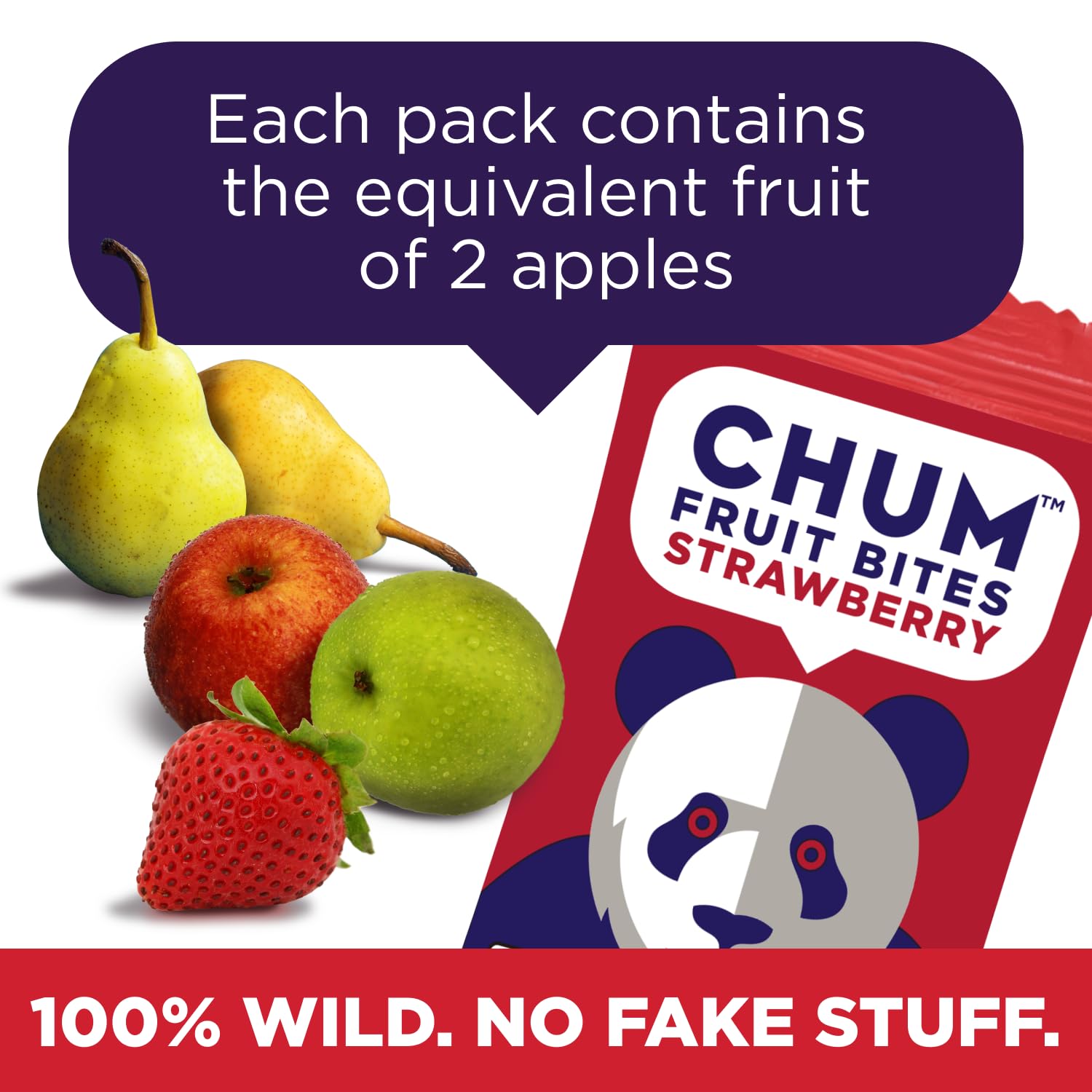 Chum Fruit Bites 100% Real Fruit Snacks – Strawberry Flavor, 12-Pack | Non-GMO, No Added Sugar, Preservatives-Free | Healthy Snacks for Kids & Adults | Nut-Free, Gluten-Free, Vegan, Kosher, Paleo Certified | Perfect for School Lunches, Office Snacks & On-the-Go Energy