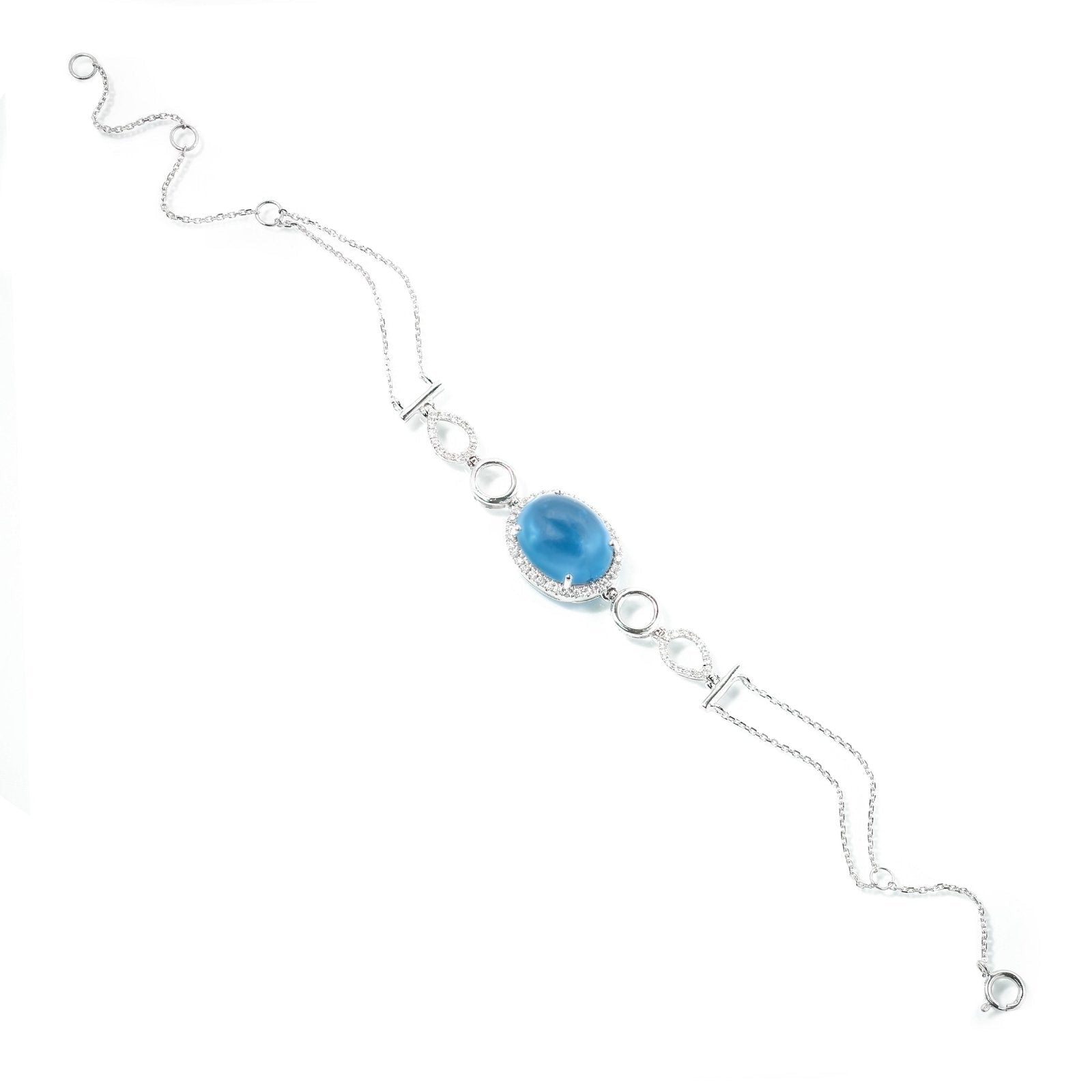Blue Topaz & Diamond Infinity Heirloom Bracelet in 14k White Gold - Elegant Jewelry Gift for Women, Anniversary, Mother's Day & Special Occasions