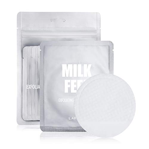 LAPCOS Milk Feel Exfoliating & Cleansing Pads for Acne Prone Skin - Gentle Exfoliation, Deep Cleansing, Improves Skin Texture - 5 Pack - Perfect for Daily Skincare Routine & Travel