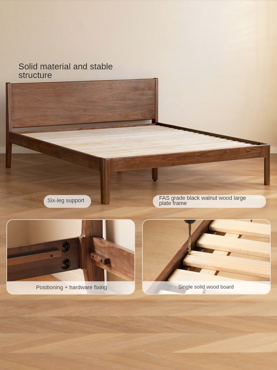 Solid Black Walnut Wood Bed Frame - Queen Size, Natural Wood Grain, Sturdy Platform Bed - Perfect for Modern, Farmhouse & Rustic Bedroom Decor
