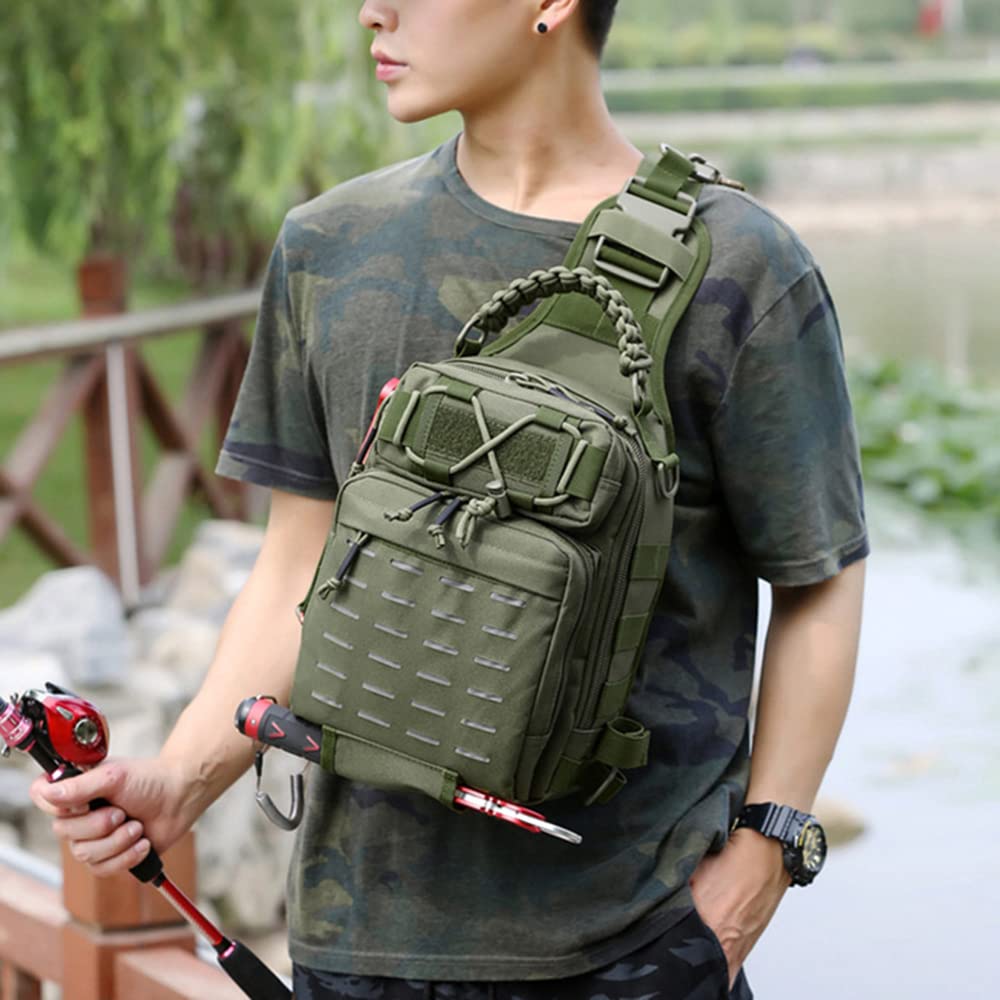 **Doorslay Fishing Sling Bag - Waterproof Tackle Storage Bag for Fishing Gear, Hiking, Hunting & Camping - Compact & Durable Outdoor Accessory for Anglers & Adventurers**