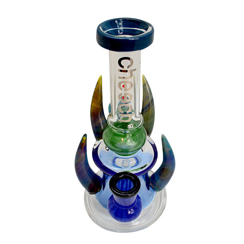 Premium Spike Horn Dab Rig Bong - 10mm Glass Water Pipe for Concentrates | Ergonomic Design for Smooth Hits | Perfect for Home Use, Parties & Cannabis Enthusiasts