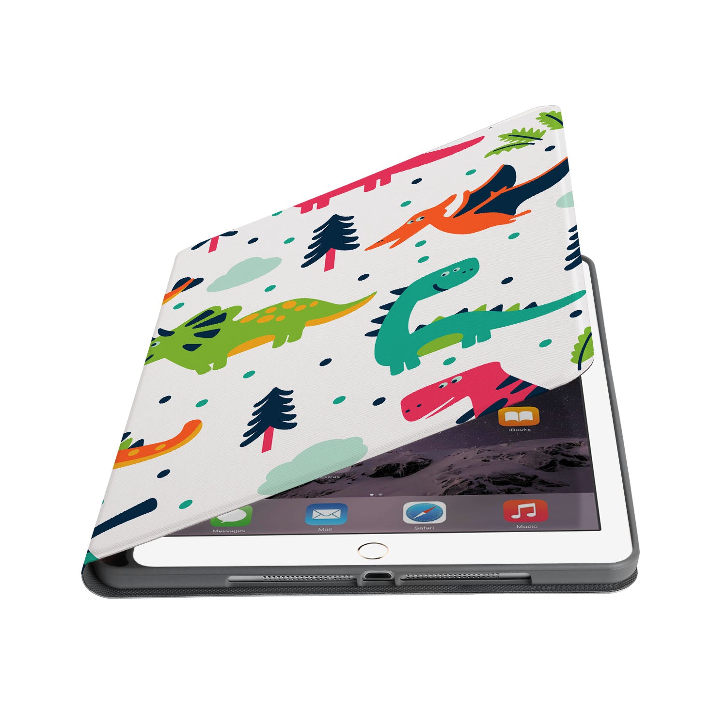 Durable iPad Folio Case with Dinosaur Design - Slim Protective Cover for iPad Pro/Air/Mini - Perfect for Work, School & Travel