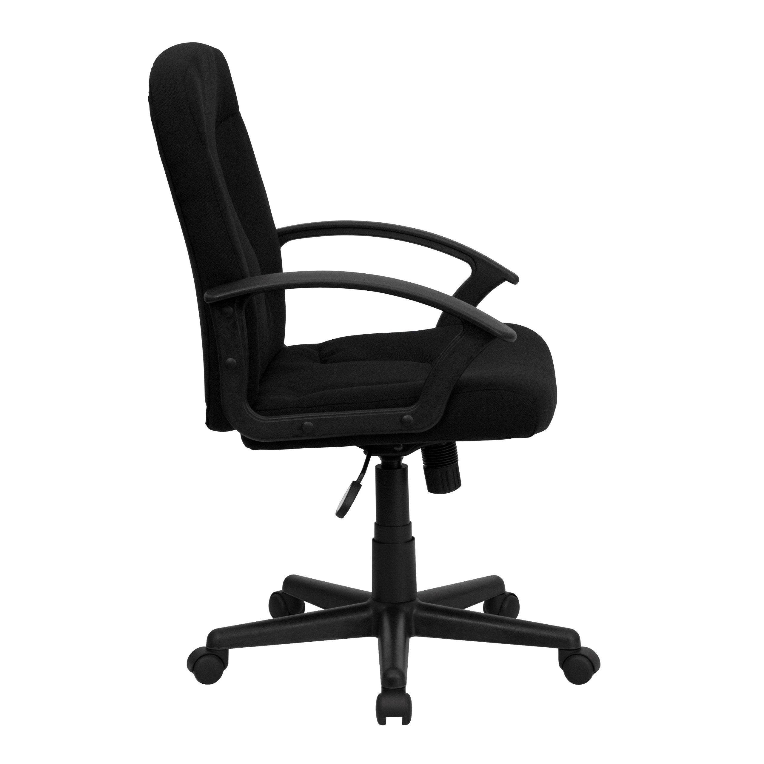 Premium Mid-Back Black Fabric Executive Swivel Office Chair with Nylon Arms - Ergonomic Desk Chair for Home Office, Conference Room & Business Workspace