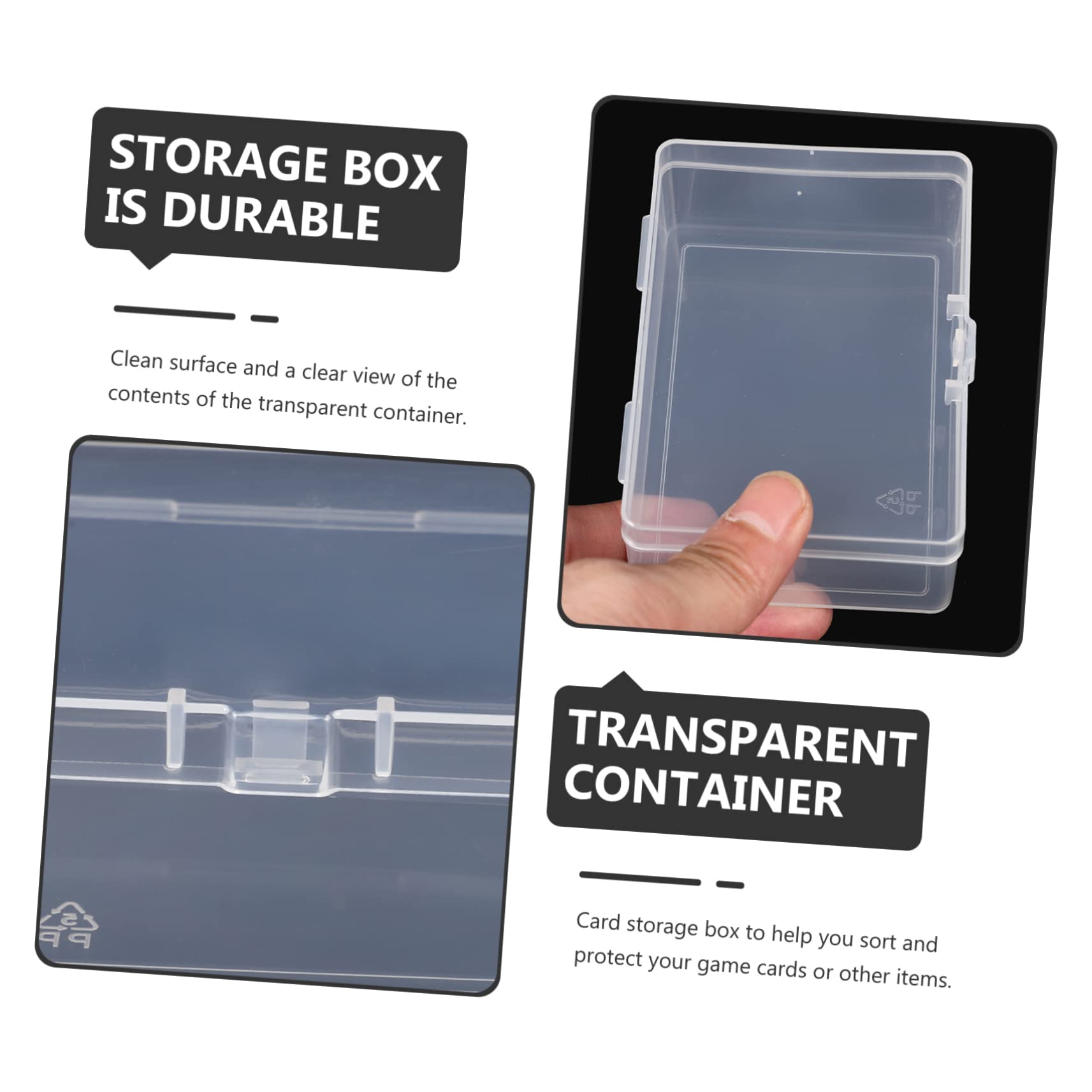 Hohopeti 6-Piece Clear Plastic Card Storage Box Set with Lids - PP Transparent Playing Card Organizer for Collectible Cards, Board Games & Home Organization