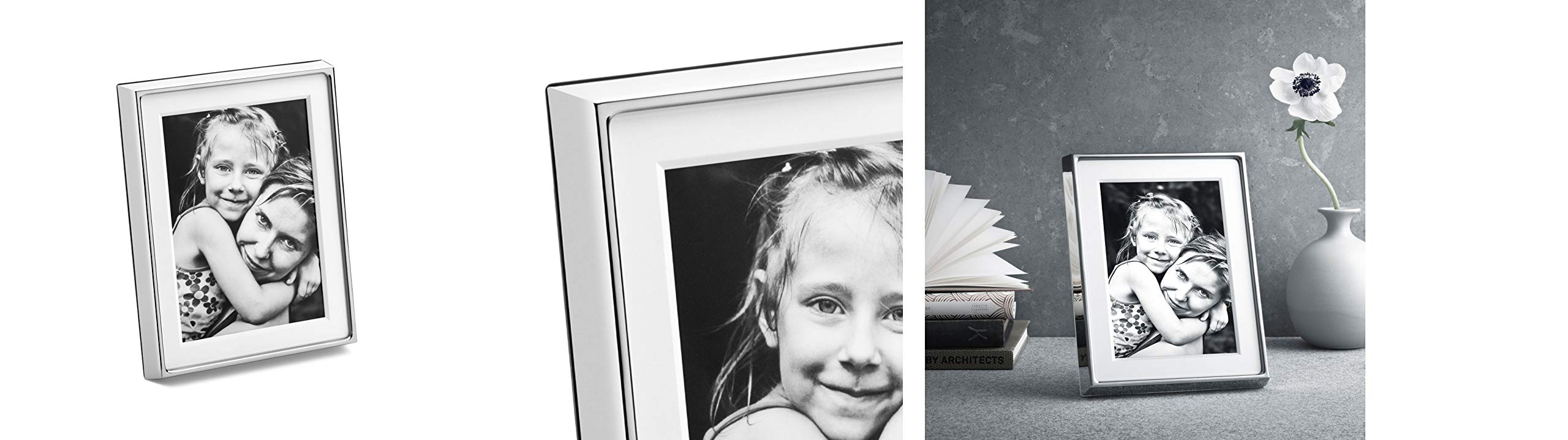 Georg Jensen Deco 7x9 Inch Picture Frame - Elegant Silver Photo Frame for Wall or Tabletop Display - Perfect for Home Decor, Wedding Photos, and Office Gifts
