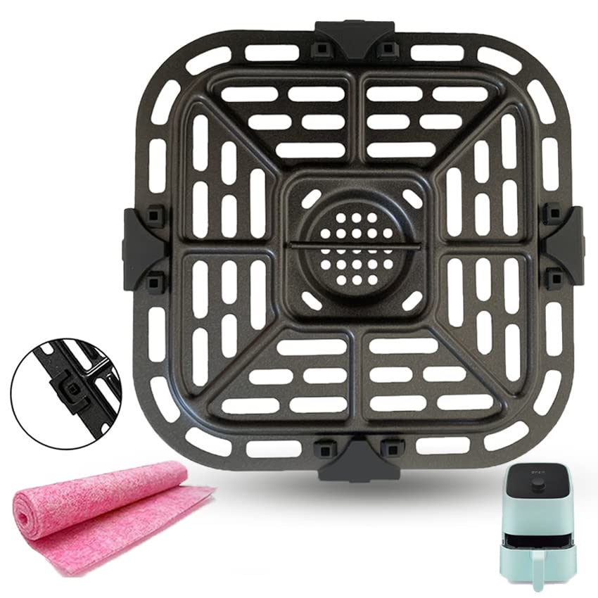 Upgraded Nonstick Air Fryer Grill Crisper Plate for Instant Vortex 2QT Mini Air Fryer Oven - Dishwasher Safe Grill Pan Tray with Rubber Tabs | Perfect for Healthy Cooking, Crispy Snacks & Family Meals