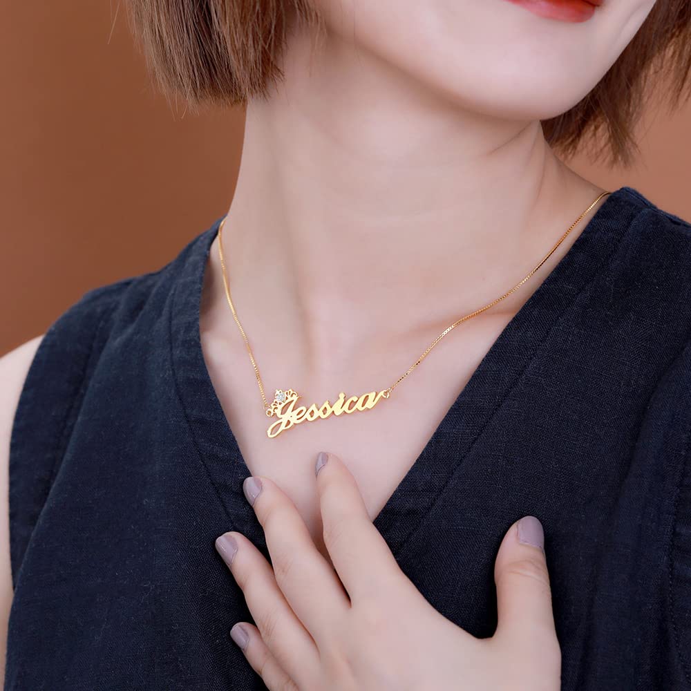 10K, 14K, 18K Solid Gold Personalized Name Necklace for Women - Custom Engraved Jewelry Gift (G-H Color, I2-I3 Clarity) - Perfect for Birthdays, Anniversaries & Special Occasions