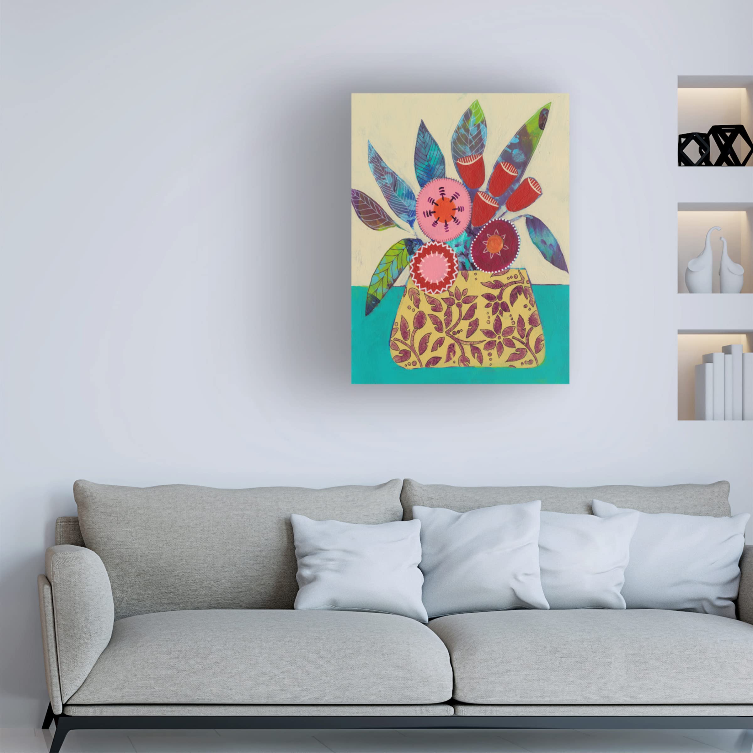 Bohemian Floral I Canvas Wall Art by Regina Moore - Handmade Floral Painting for Living Room, Bedroom & Office Decor