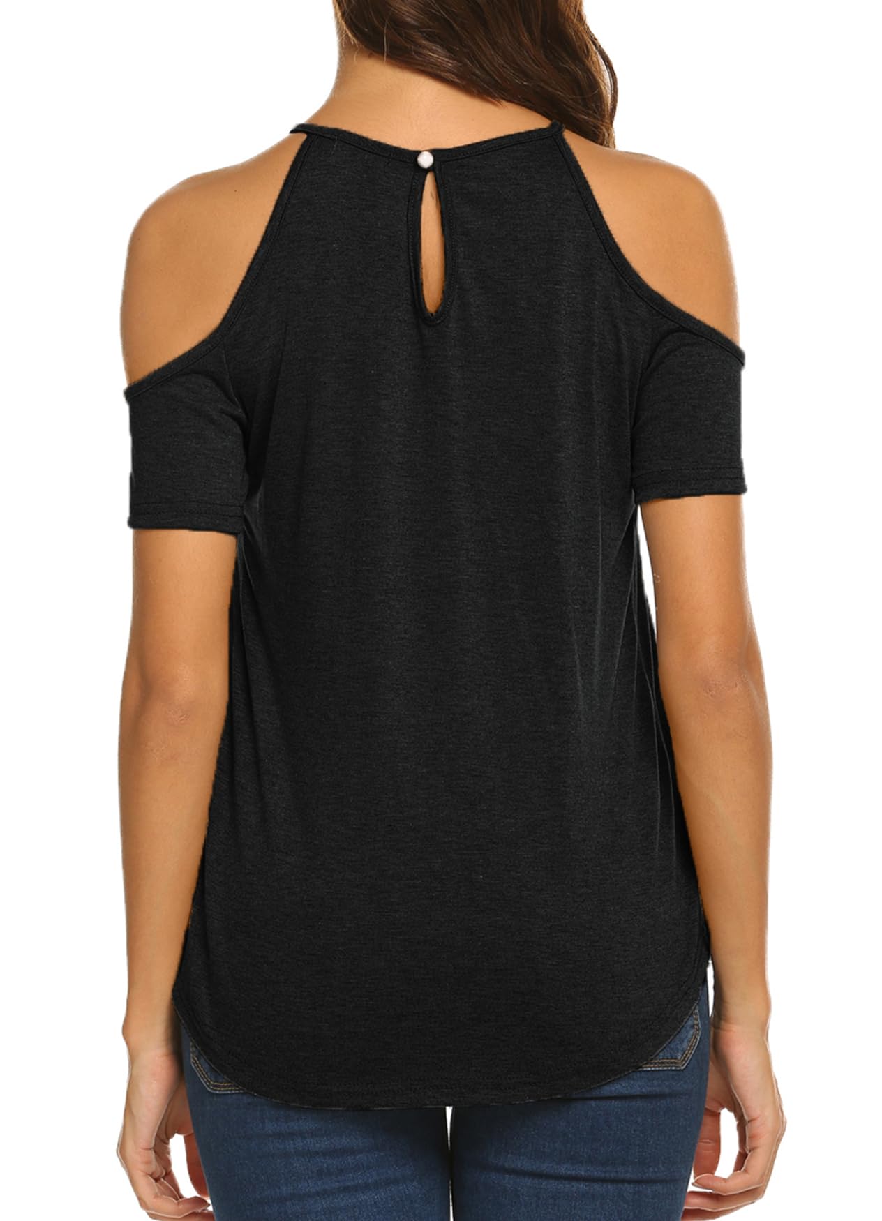 Bluetime Women's Summer Short Sleeve T-Shirts - Cold Shoulder Casual Tops & Tees for Beach, Vacation and Everyday Wear